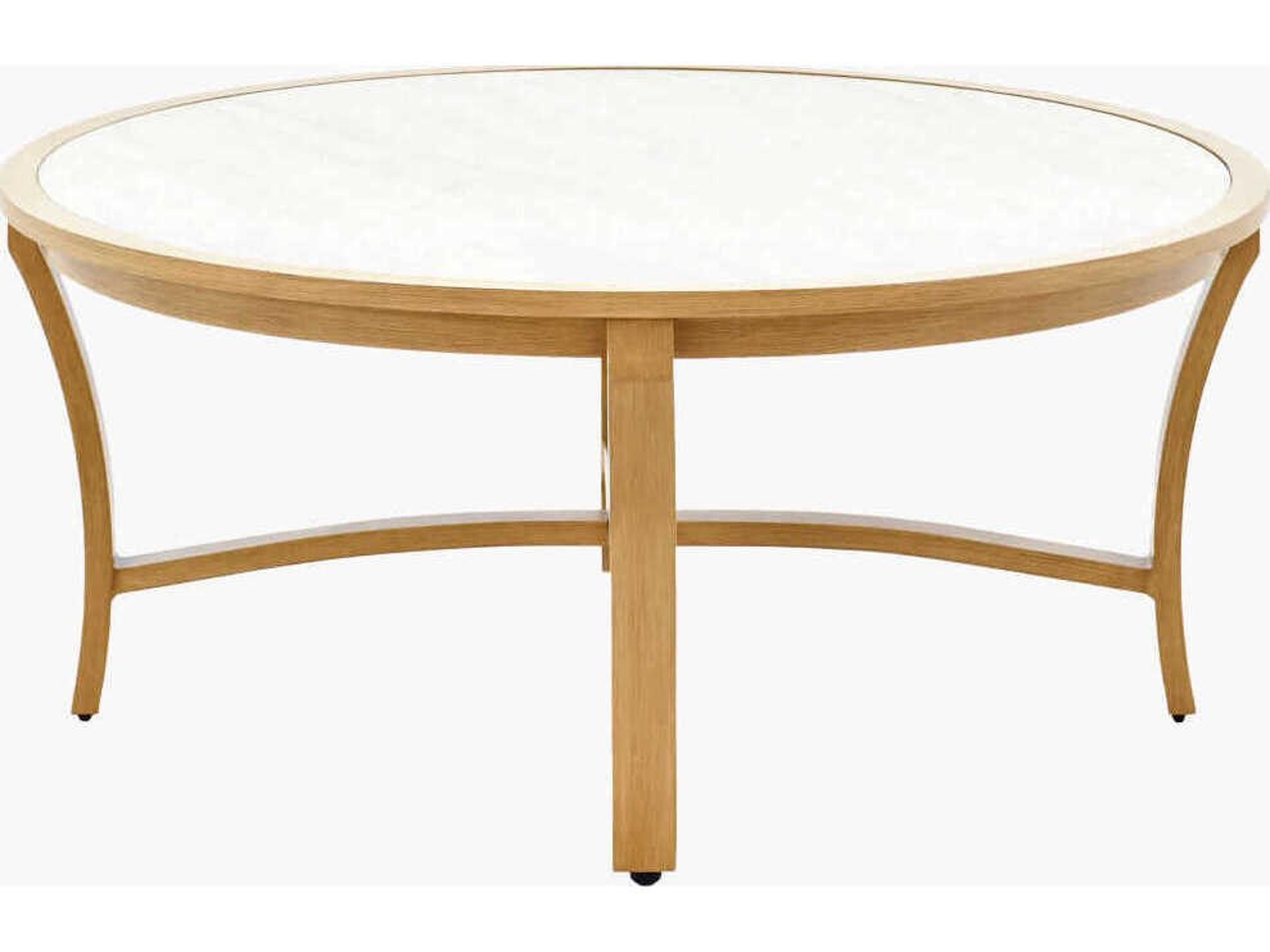 Surya Outdoor Cape Town Hand Painted Beige Matte Wheat Aluminum Round Coffee Table