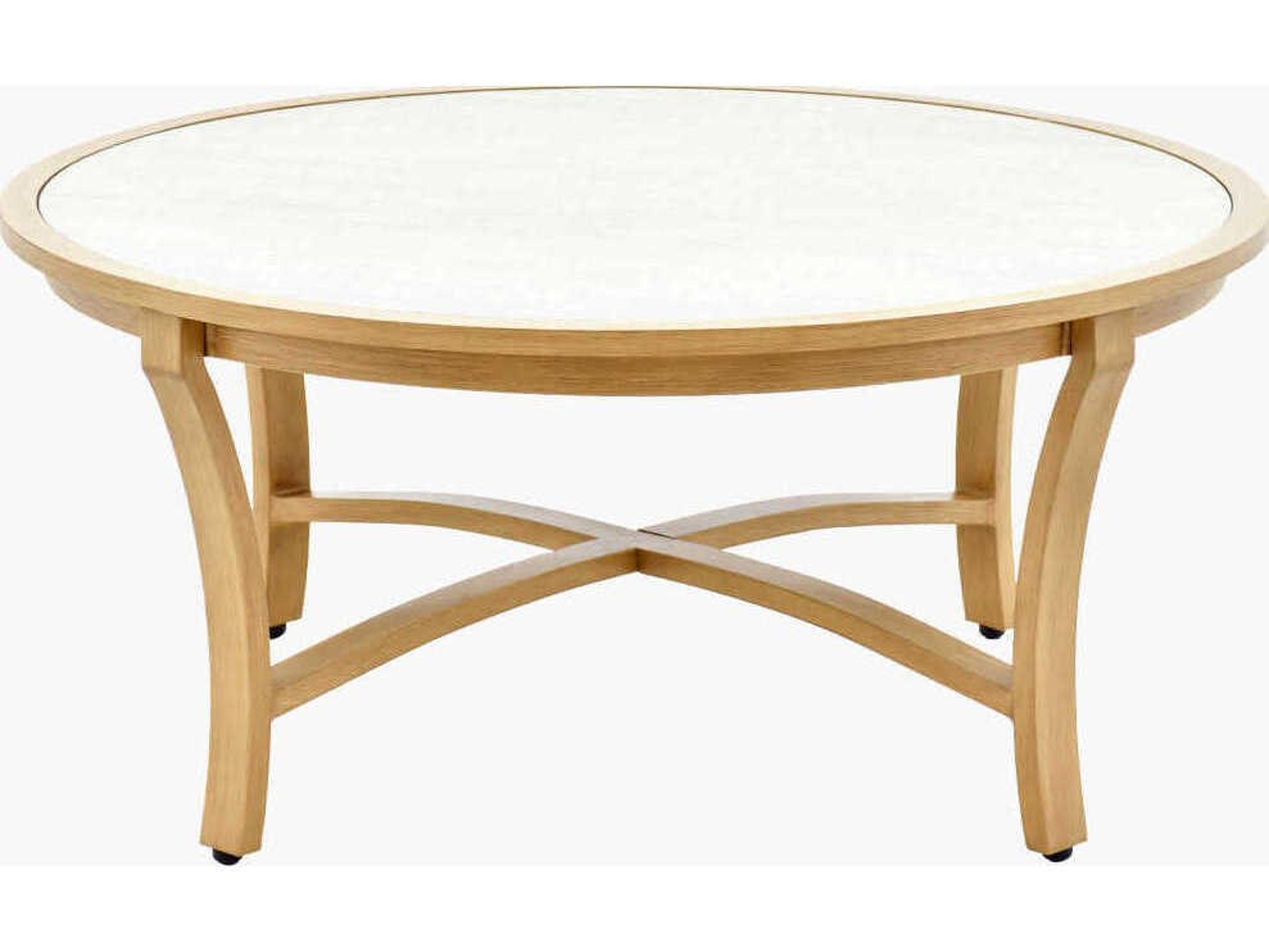 Surya Outdoor Cape Town Hand Painted Beige Matte Wheat Aluminum Round Coffee Table