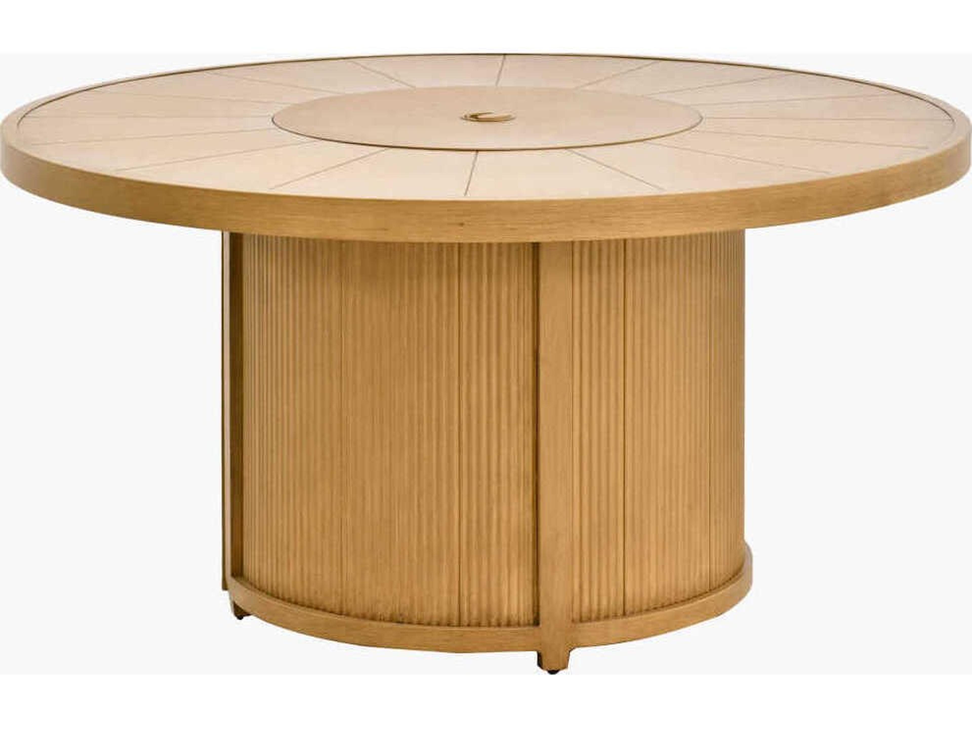 Cape Town Hand Painted Wheat Aluminum Round Fire Pit Table