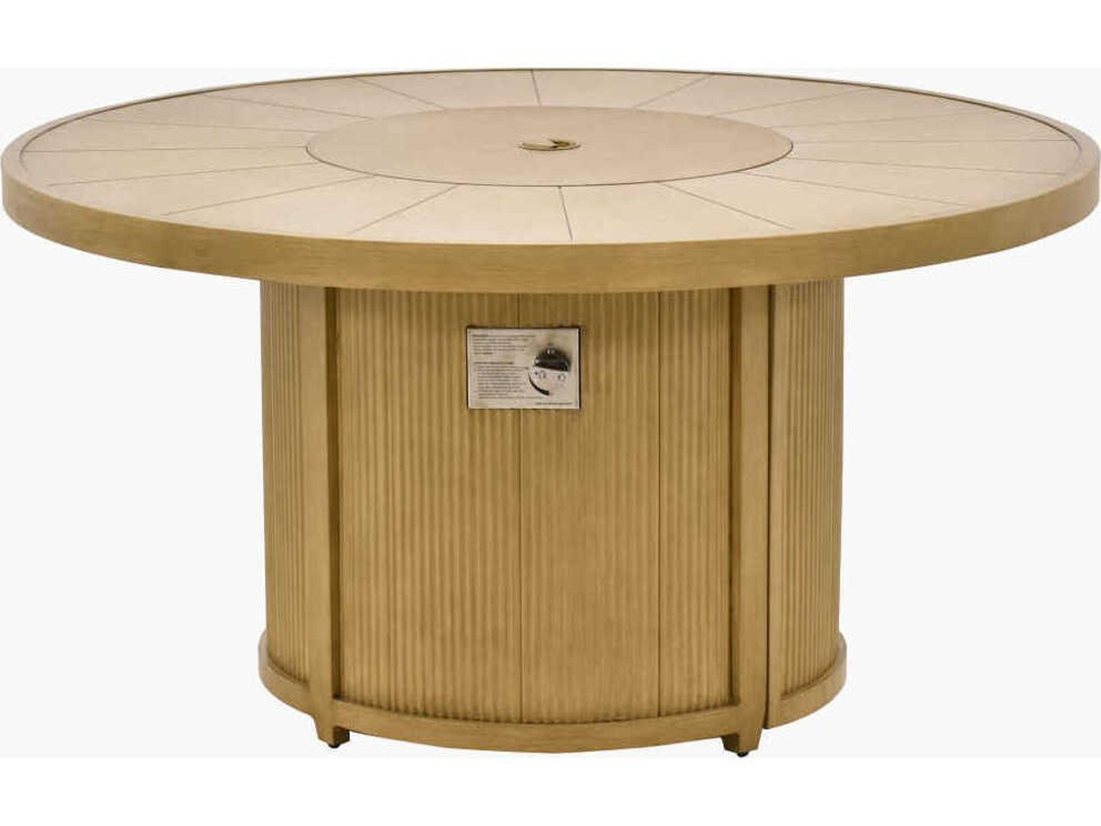 Surya Outdoor Cape Town Hand Painted Wheat Aluminum Round Fire Pit Table