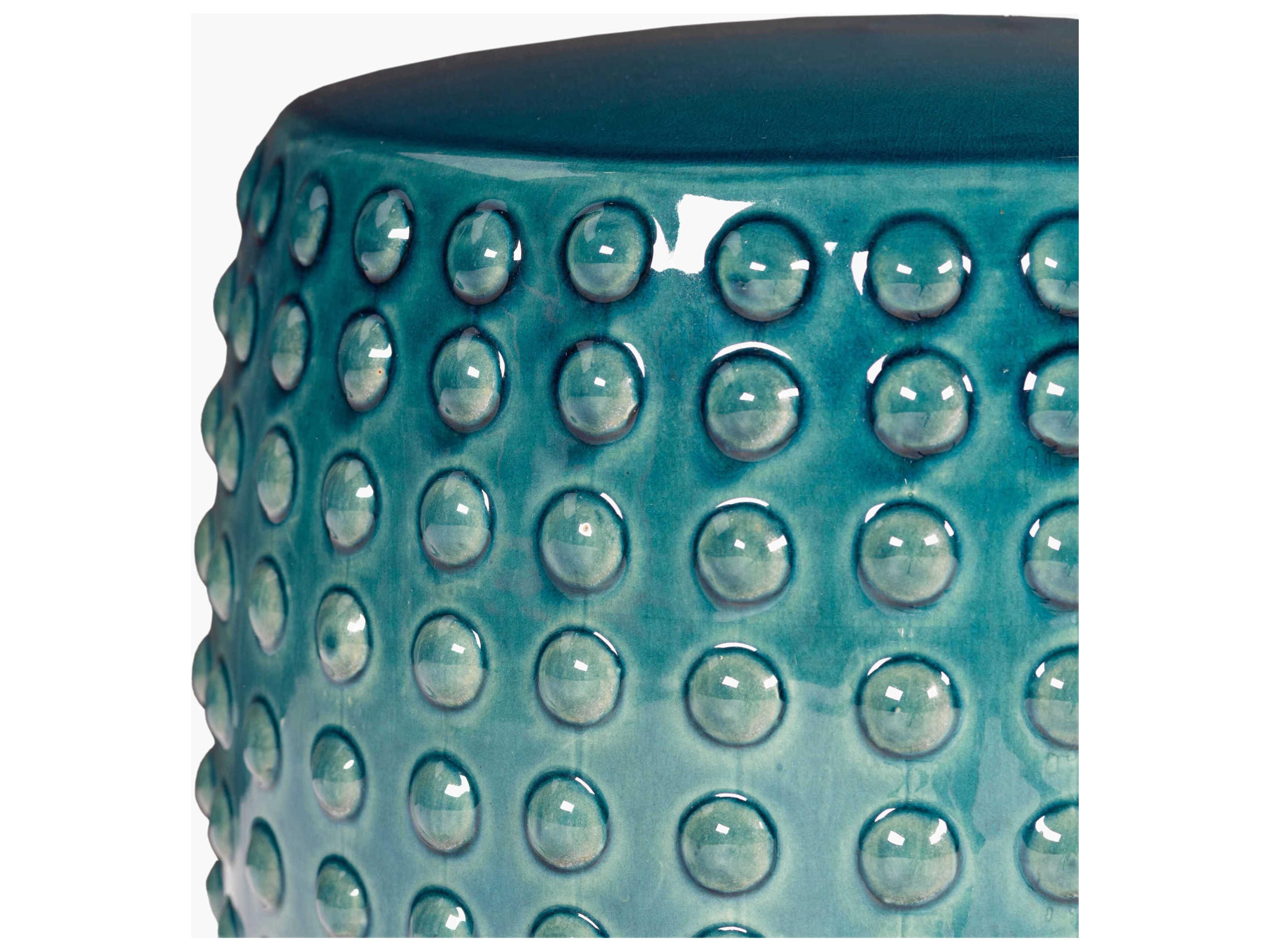 Surya Outdoor Camdale Glazed Green Ceramic Round Garden Stool