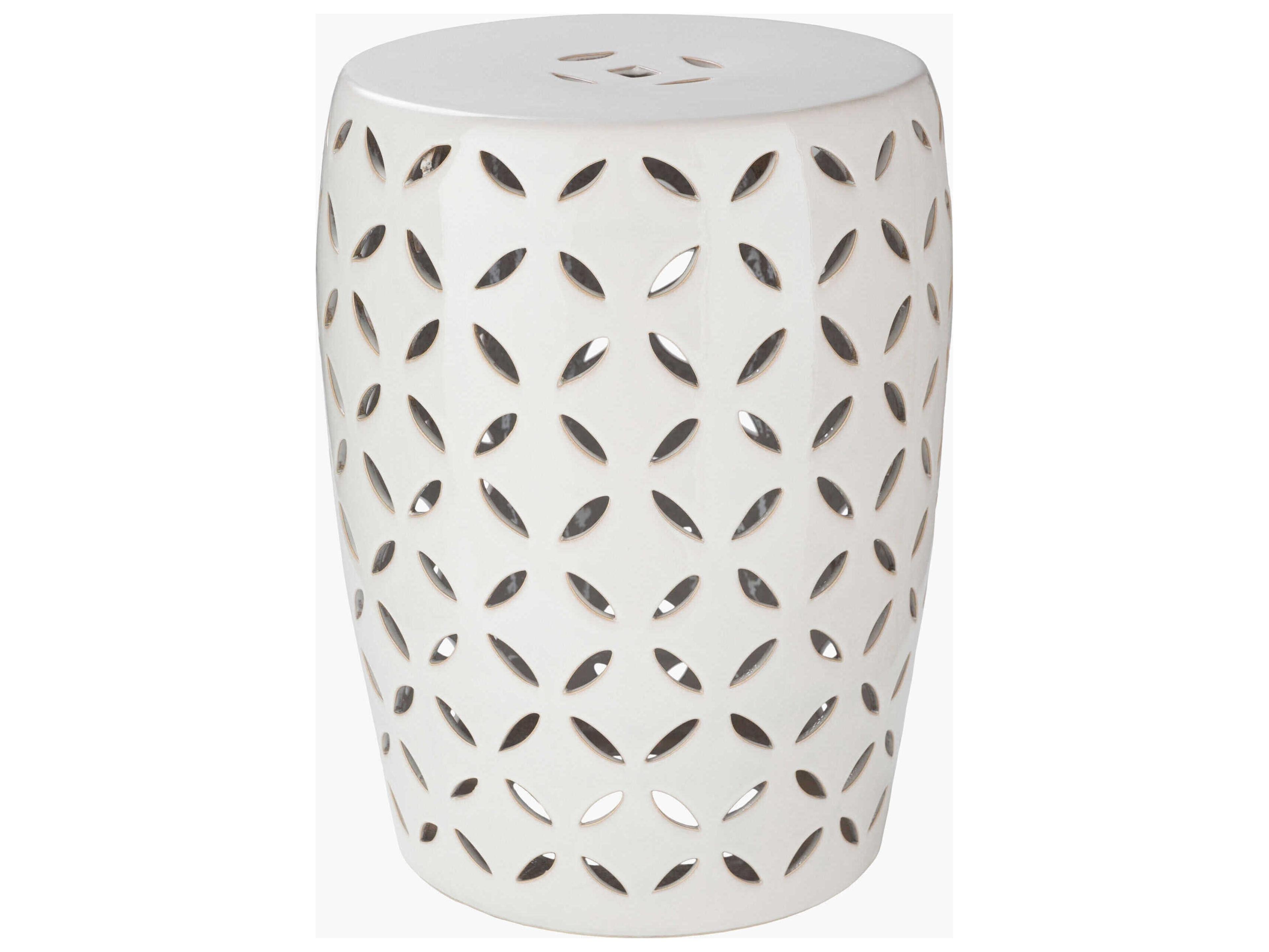 Chantilly Glazed Ivory Ceramic Round Garden Stool