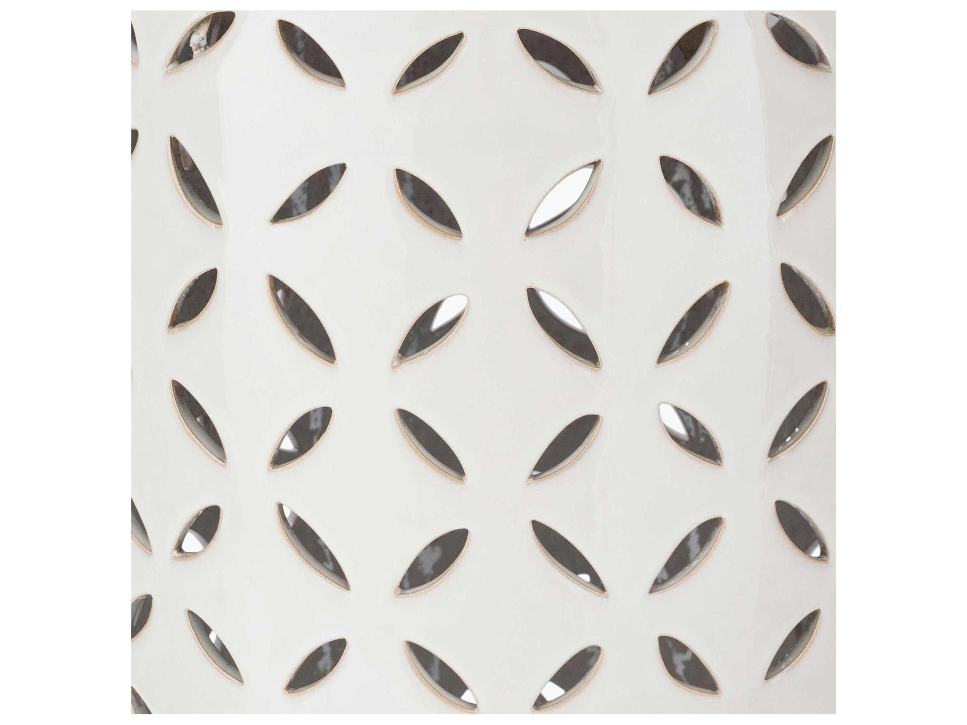 Surya Outdoor Chantilly Glazed Ivory Ceramic Round Garden Stool