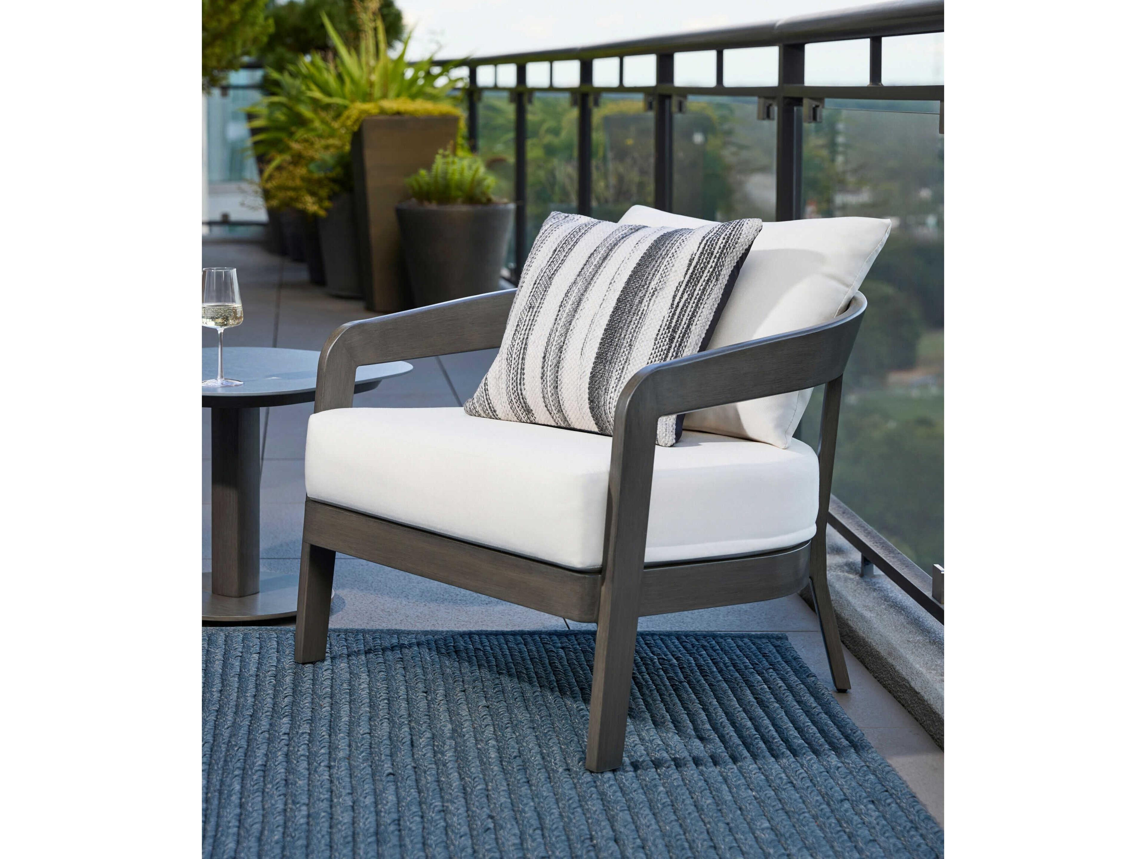 Surya Outdoor Daniella Hand Painted Gray Aluminum Cushion Lounge Chair