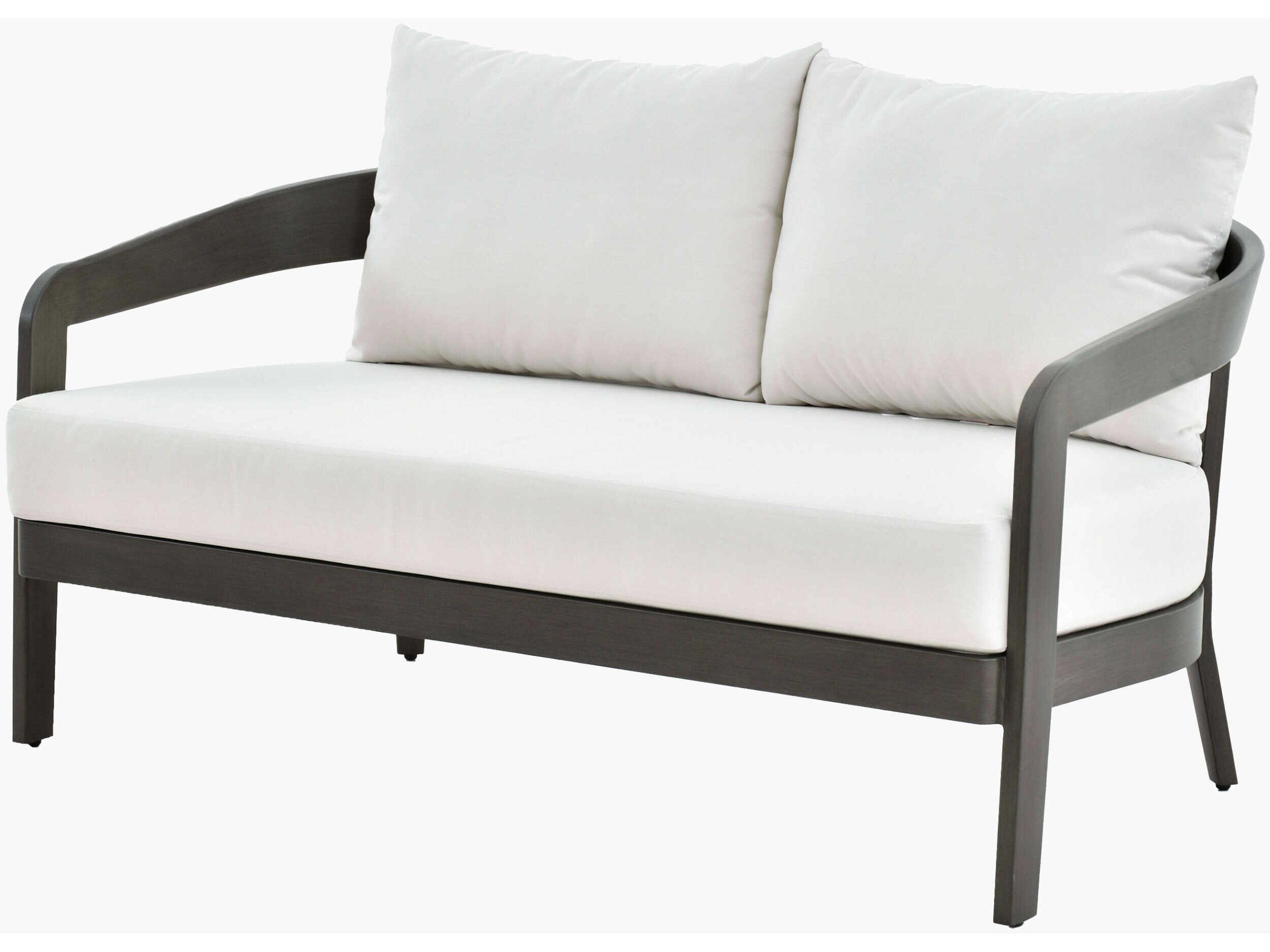 Daniella Hand Painted Gray Aluminum Cushion Loveseat