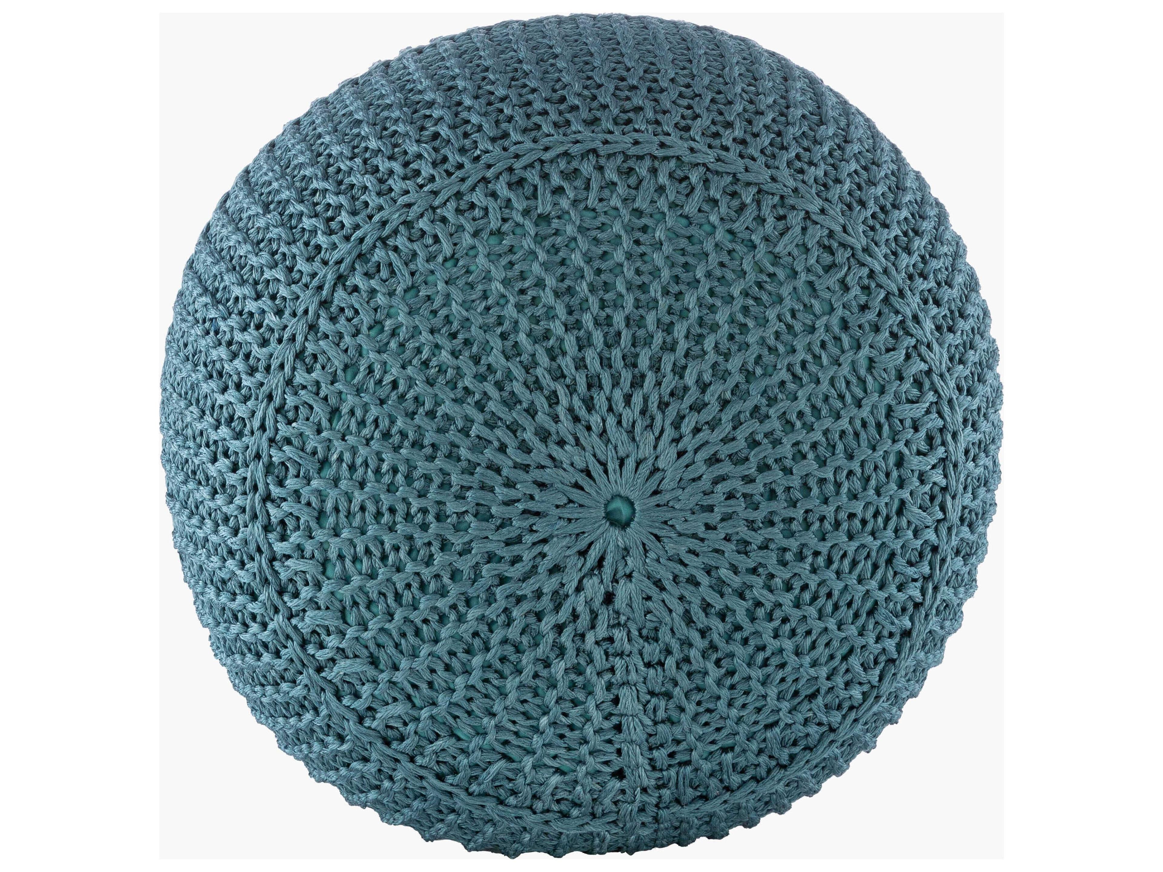 Surya Outdoor Dita Aqua Fabric Cushion Pouf