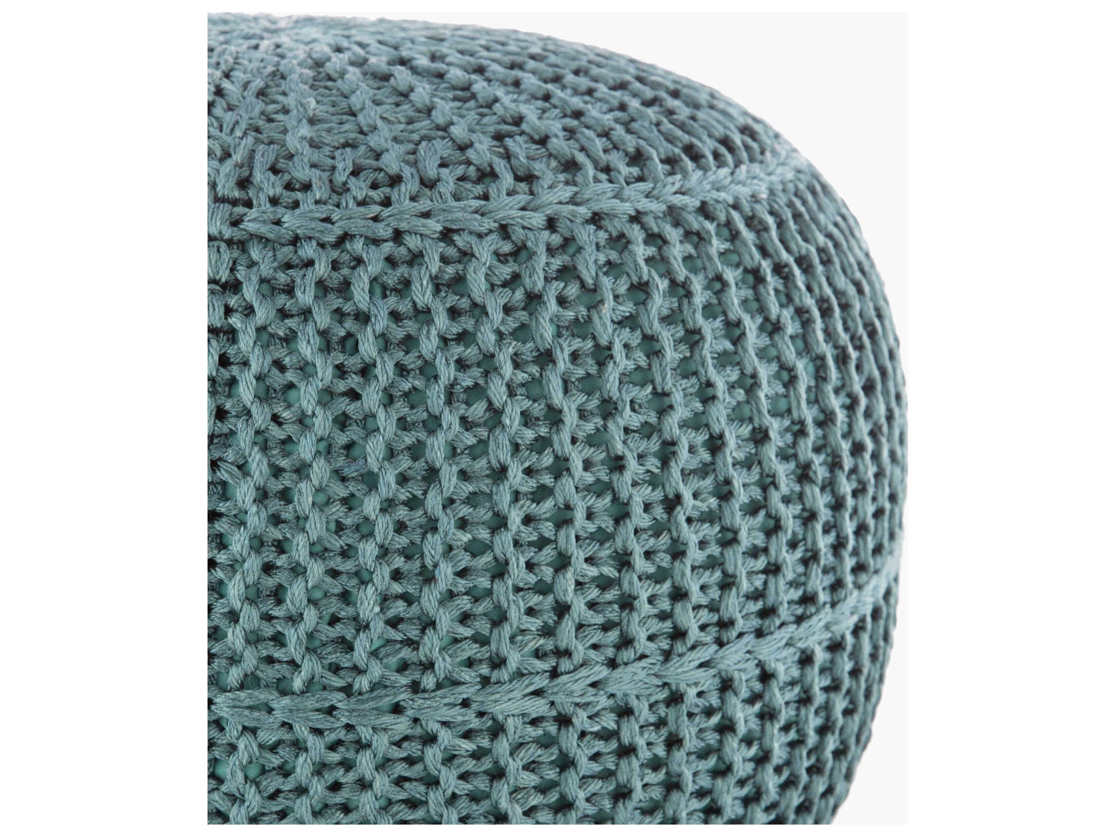 Surya Outdoor Dita Aqua Fabric Cushion Pouf