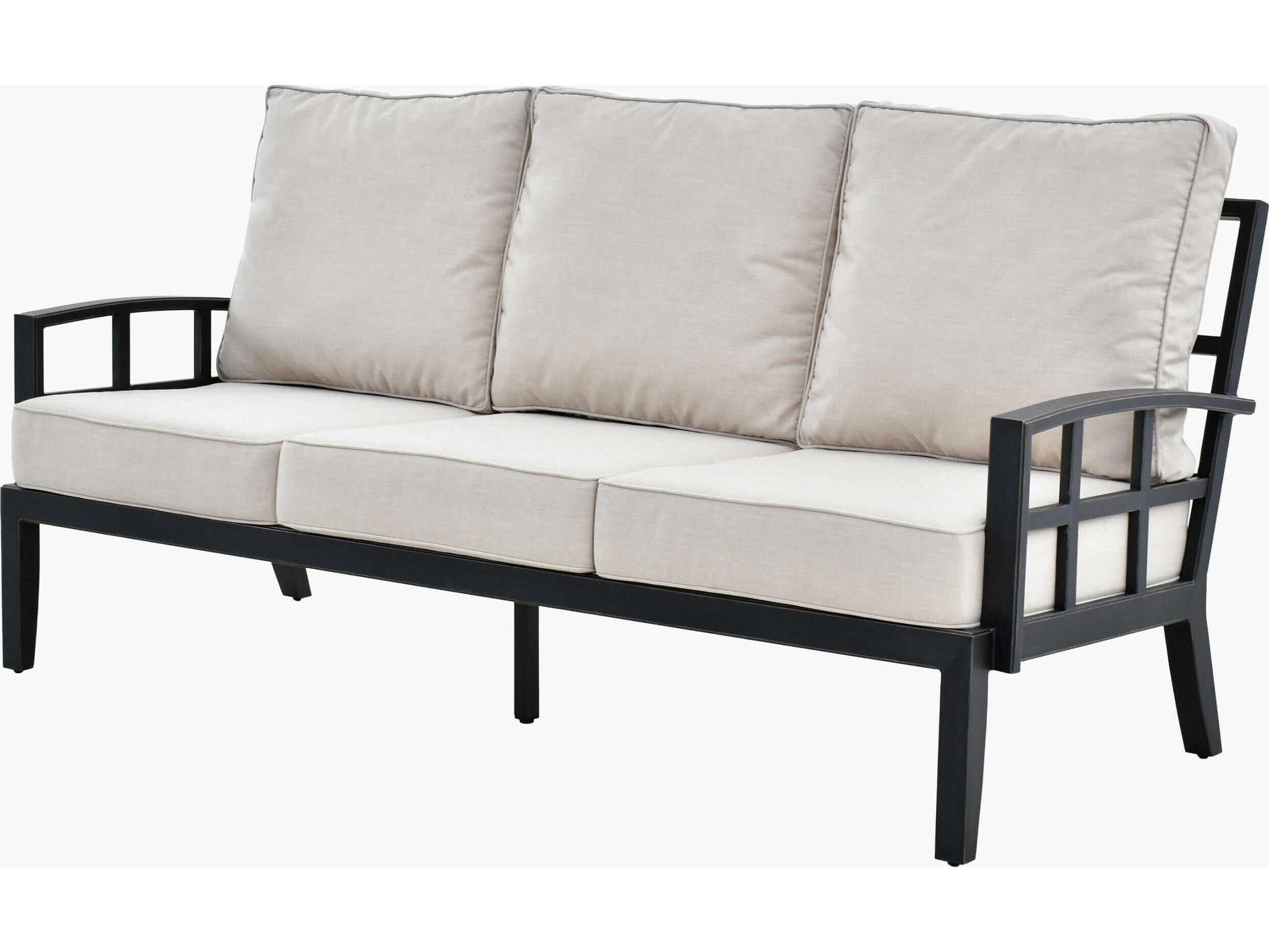 Fairborn Hand Painted Black Aluminum Cushion Sofa