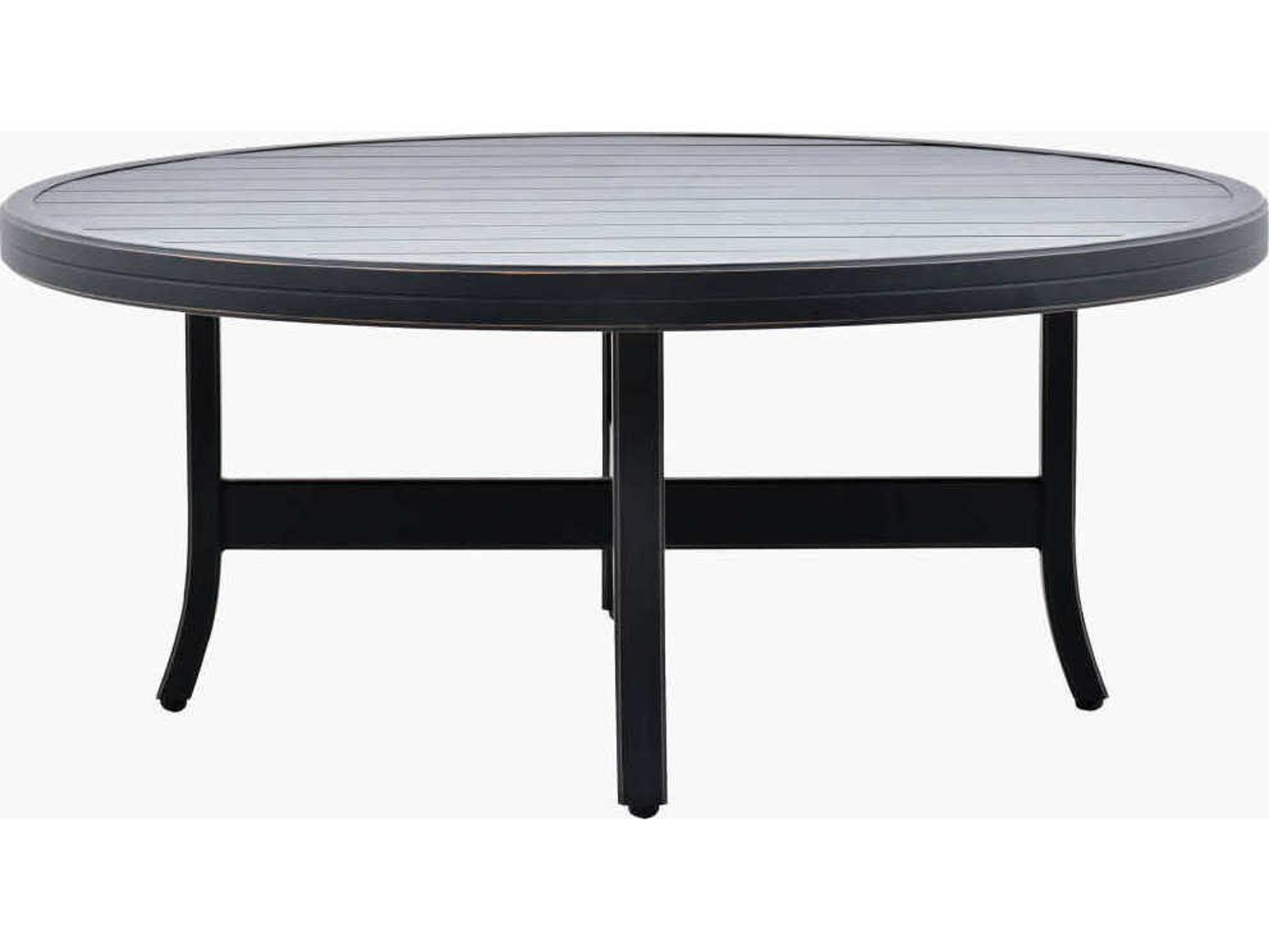 Surya Outdoor Fairborn Hand Painted Black Aluminum Round Coffee Table