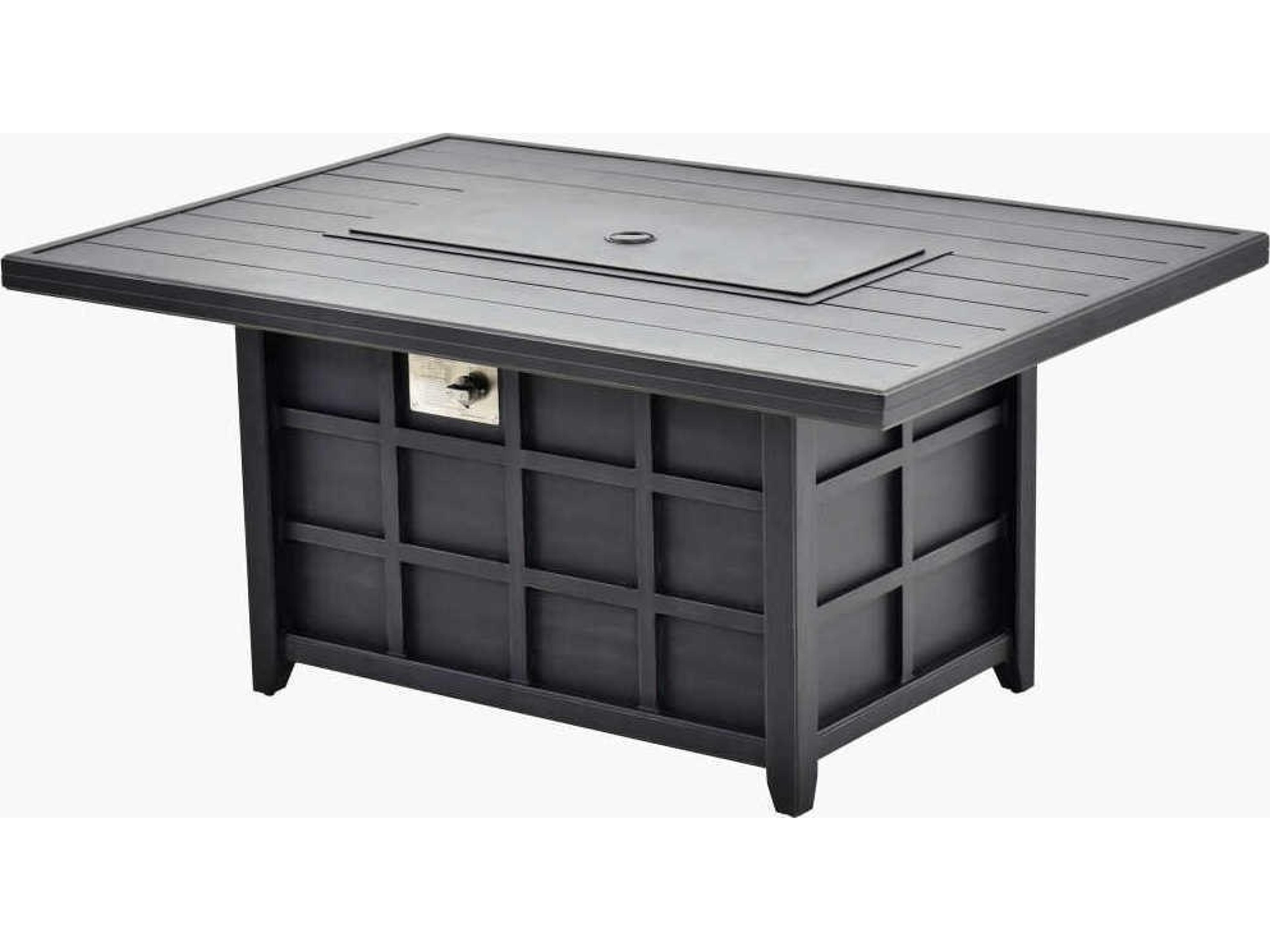 Surya Outdoor Fairborn Hand Painted Black Aluminum Rectangular Fire Pit Table