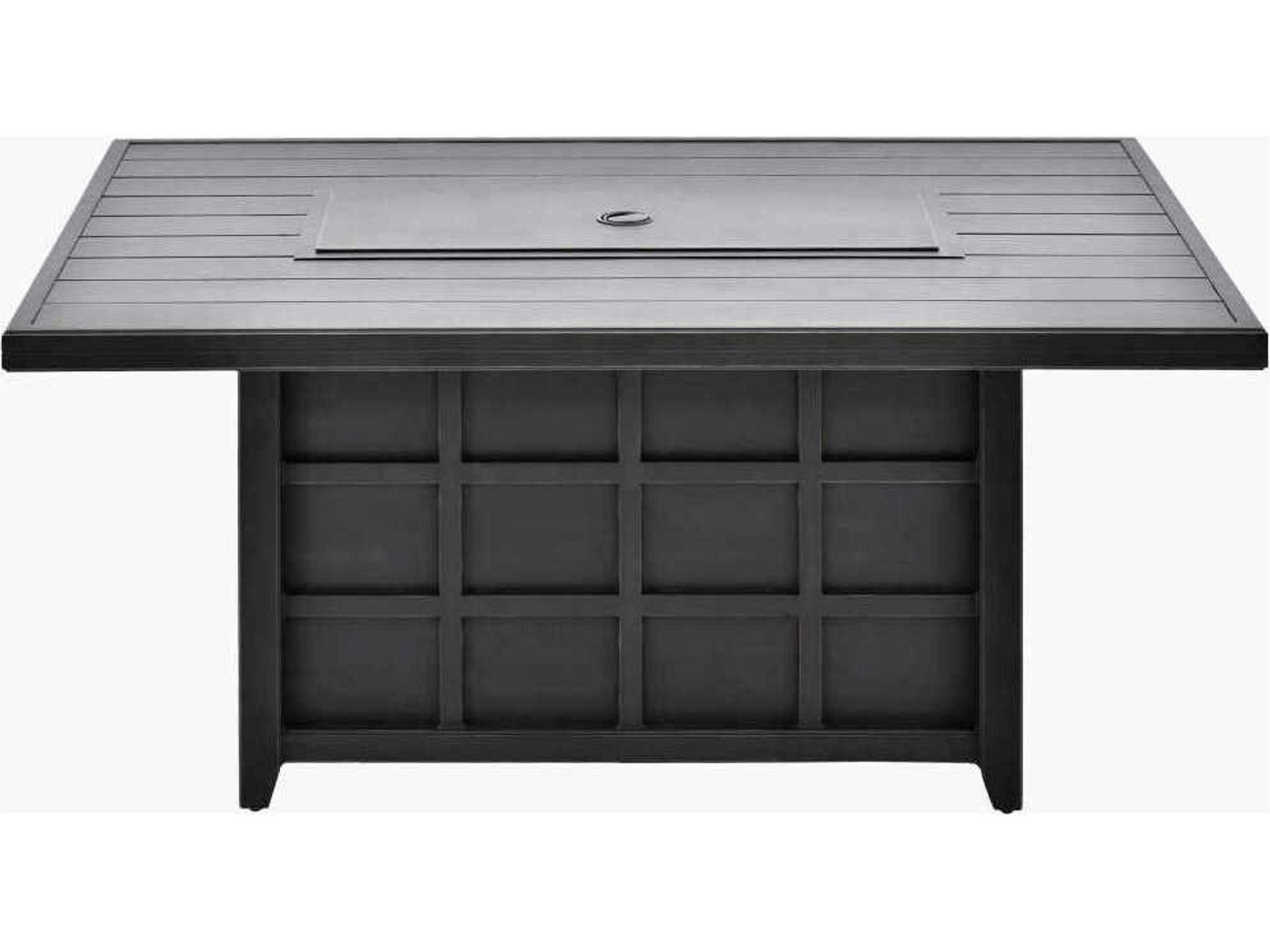 Surya Outdoor Fairborn Hand Painted Black Aluminum Rectangular Fire Pit Table