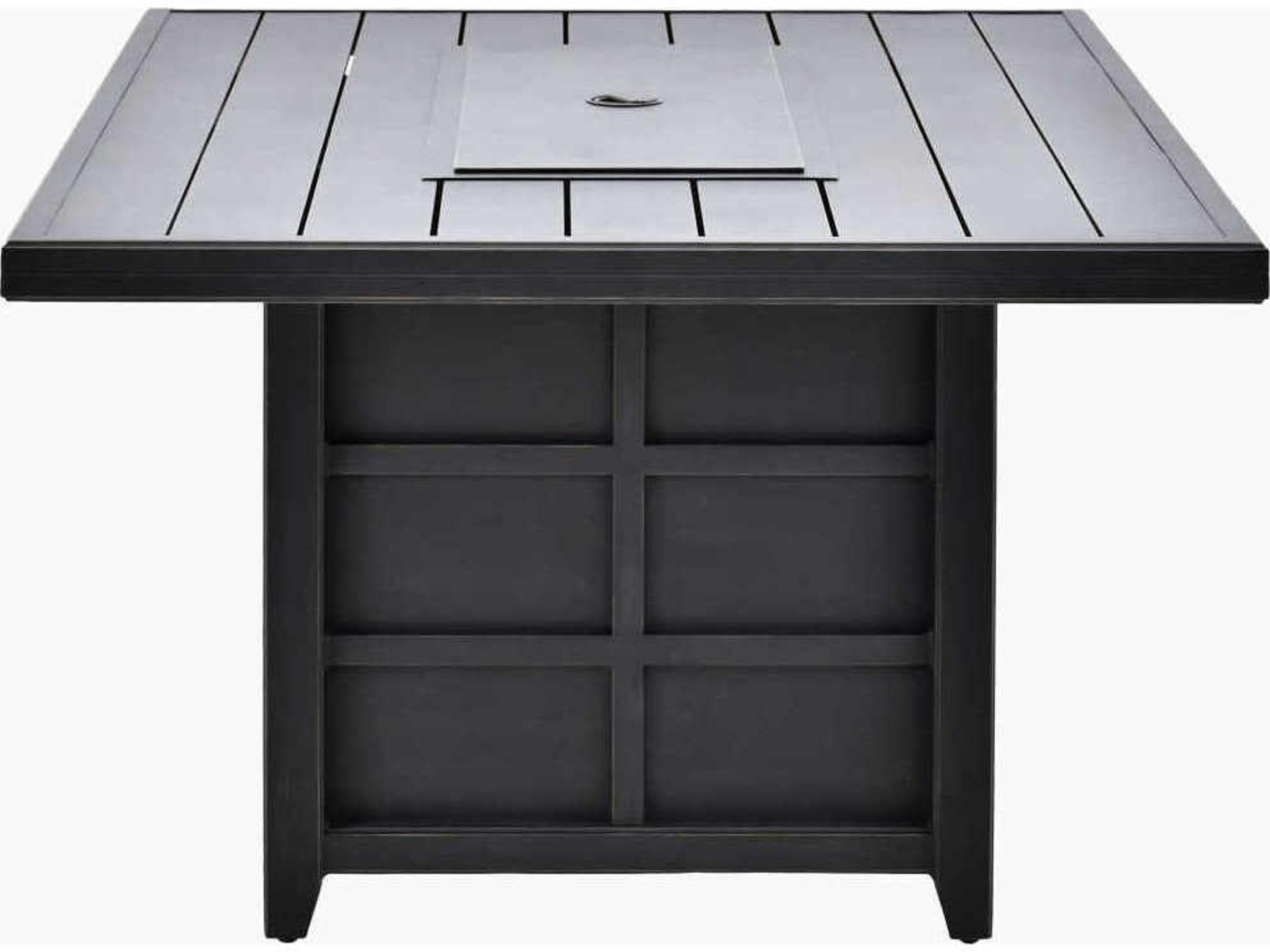 Surya Outdoor Fairborn Hand Painted Black Aluminum Rectangular Fire Pit Table