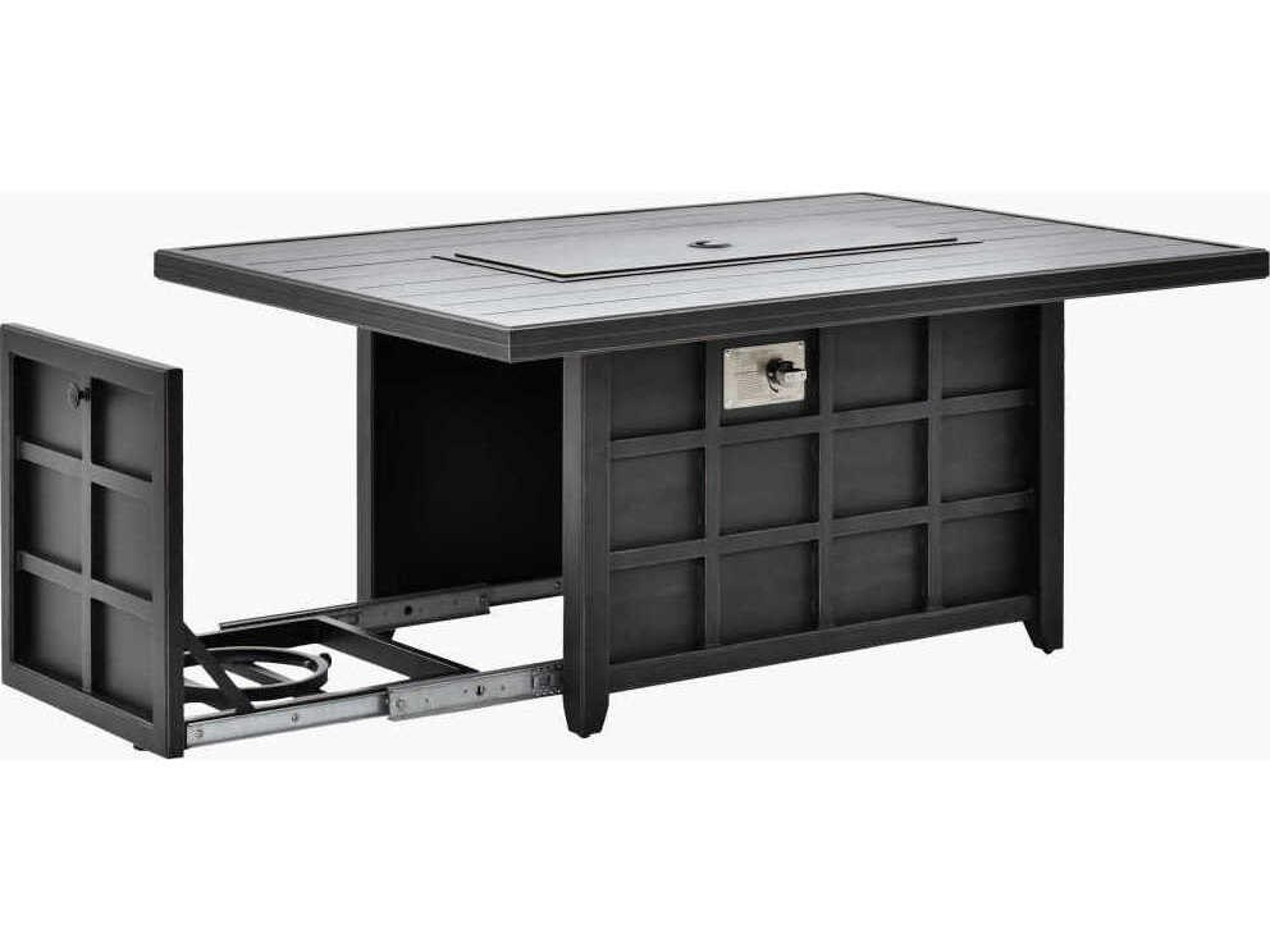 Surya Outdoor Fairborn Hand Painted Black Aluminum Rectangular Fire Pit Table