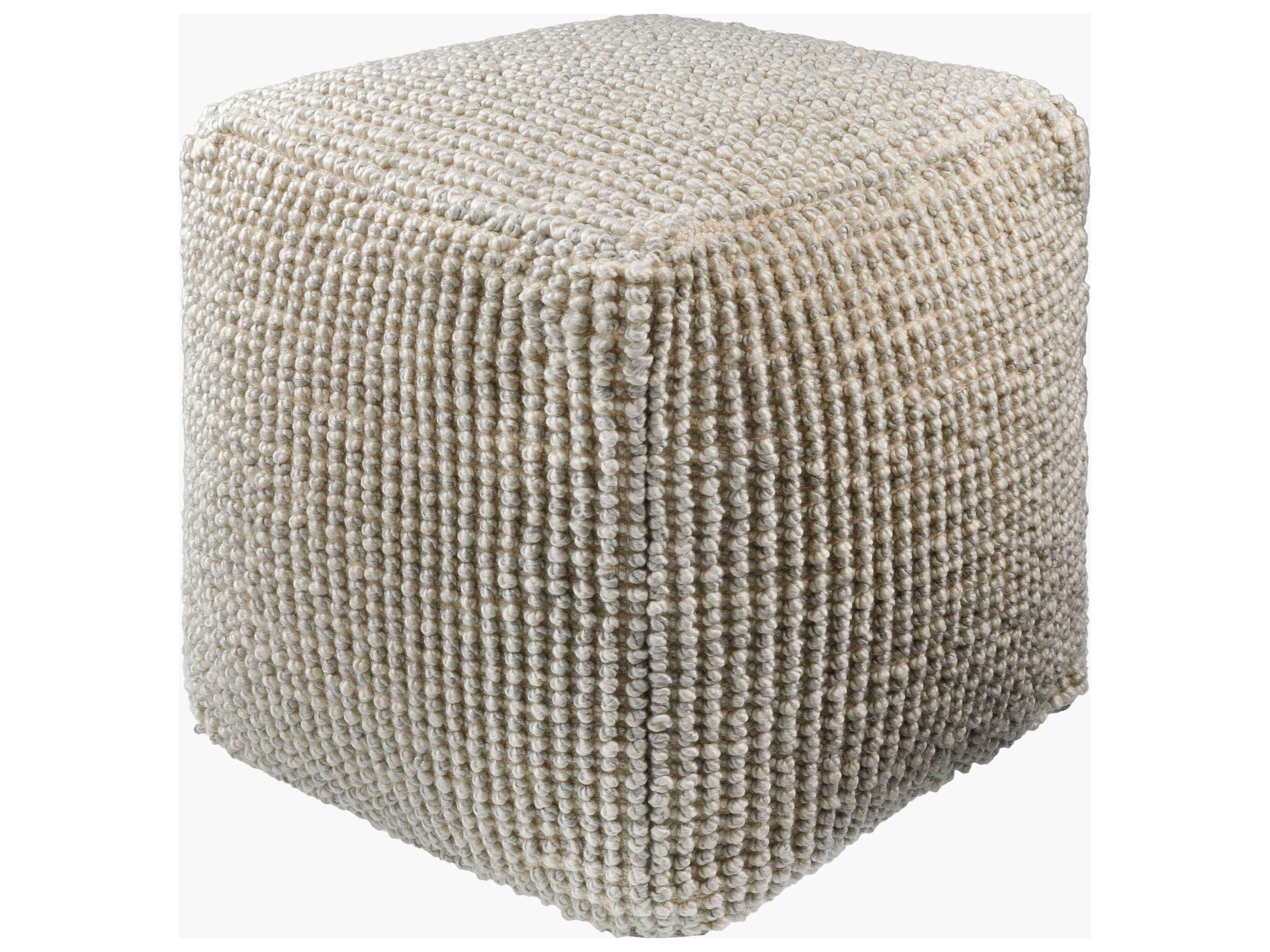 Haruko Ivory Fabric Cushion Pouf