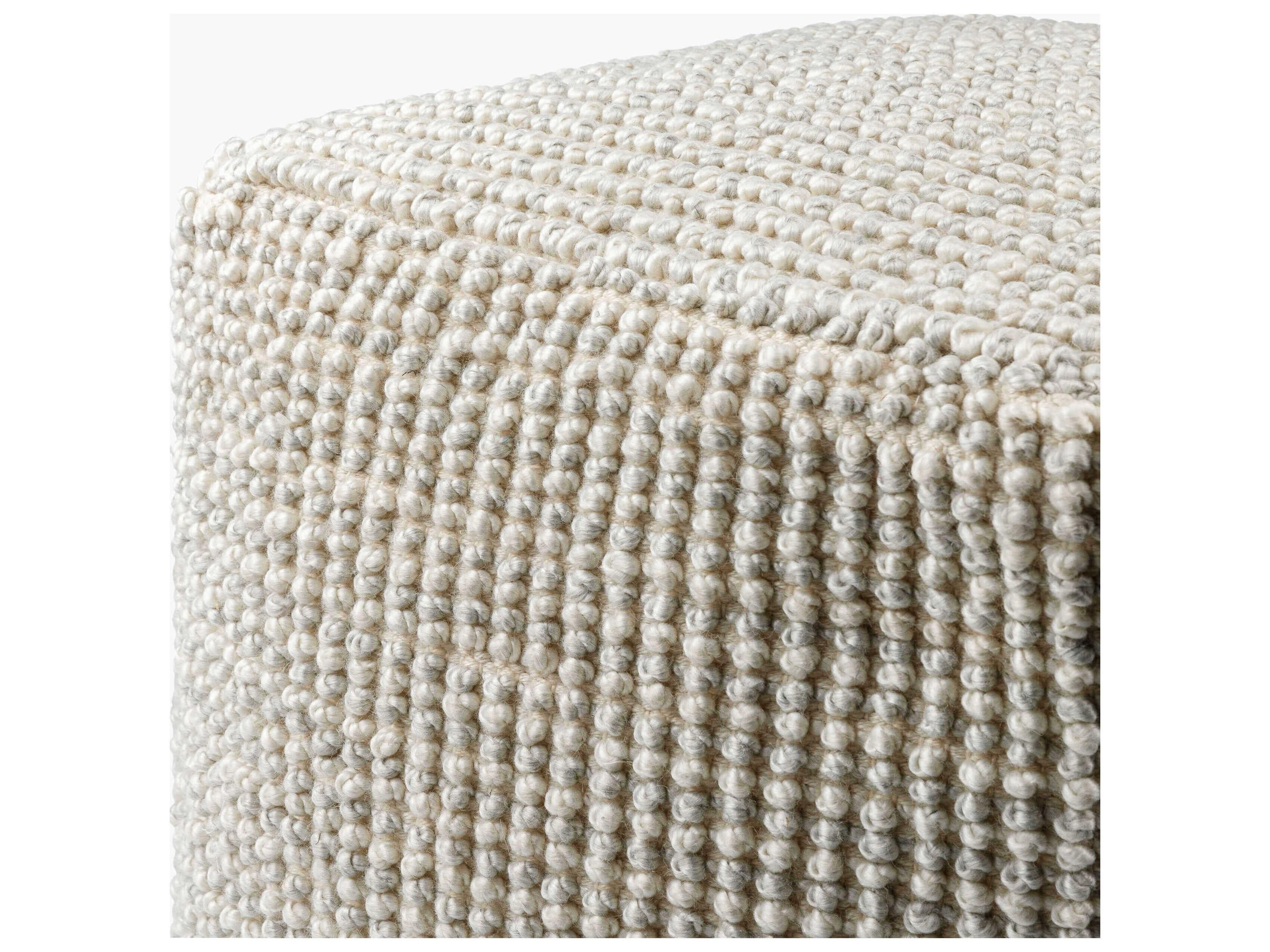 Surya Outdoor Haruko Ivory Fabric Cushion Pouf