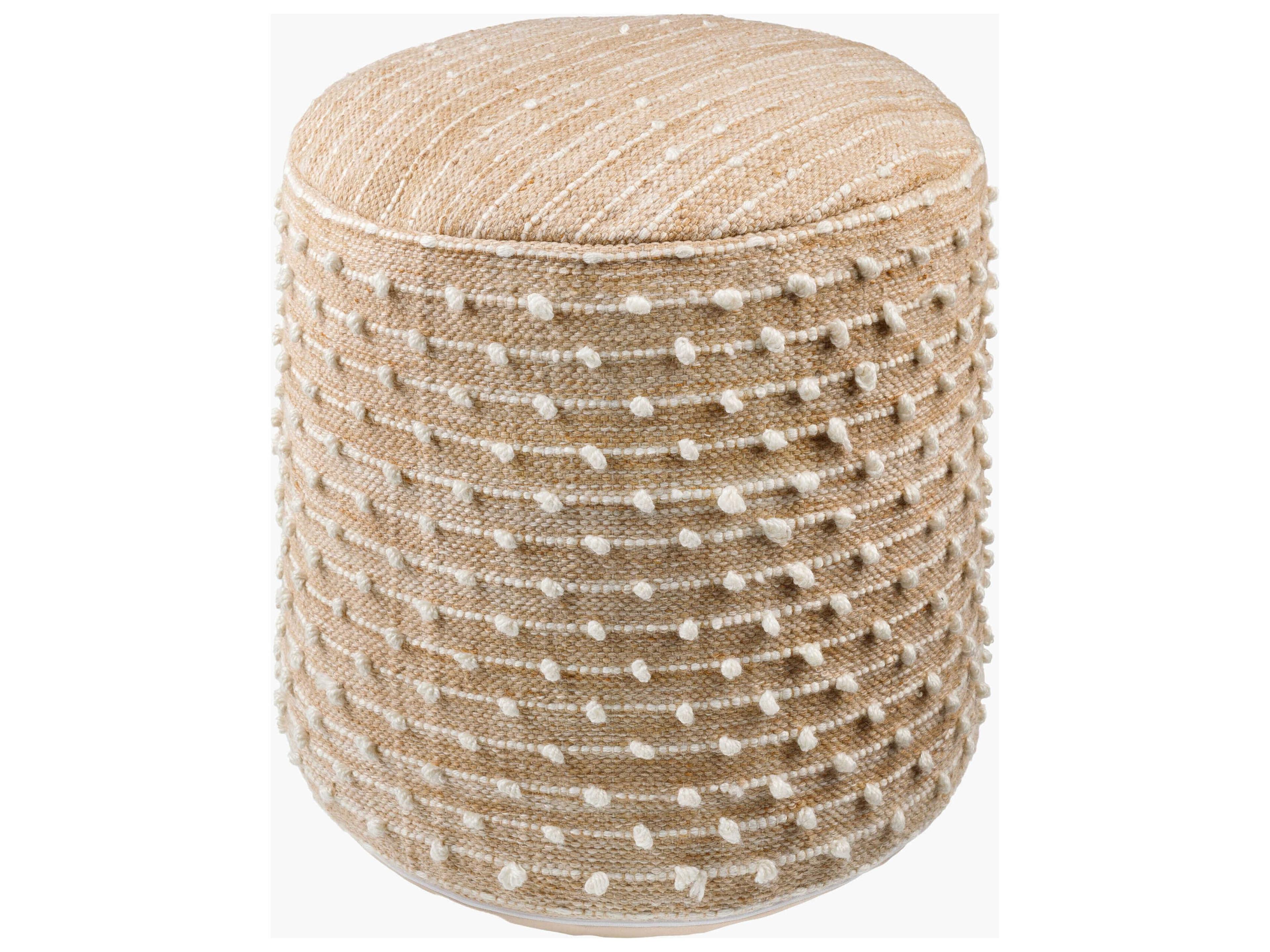 Imani Beige Fabric Cushion Pouf