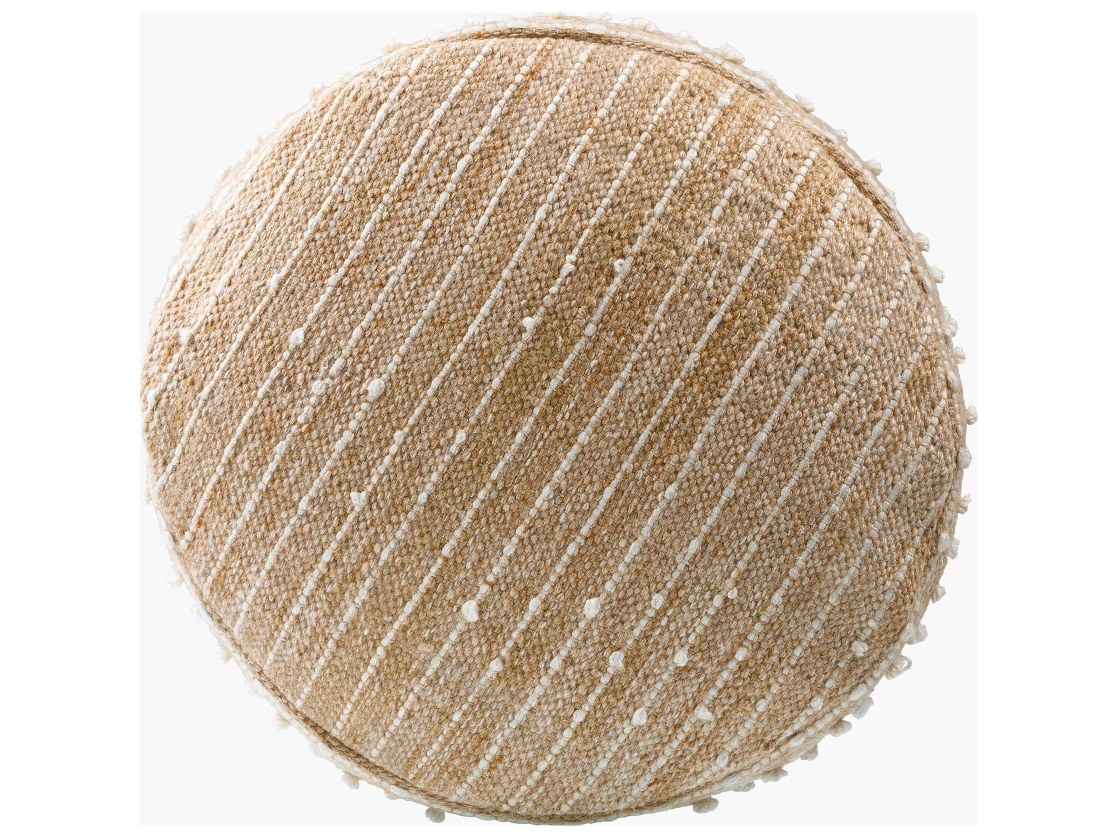 Surya Outdoor Imani Beige Fabric Cushion Pouf