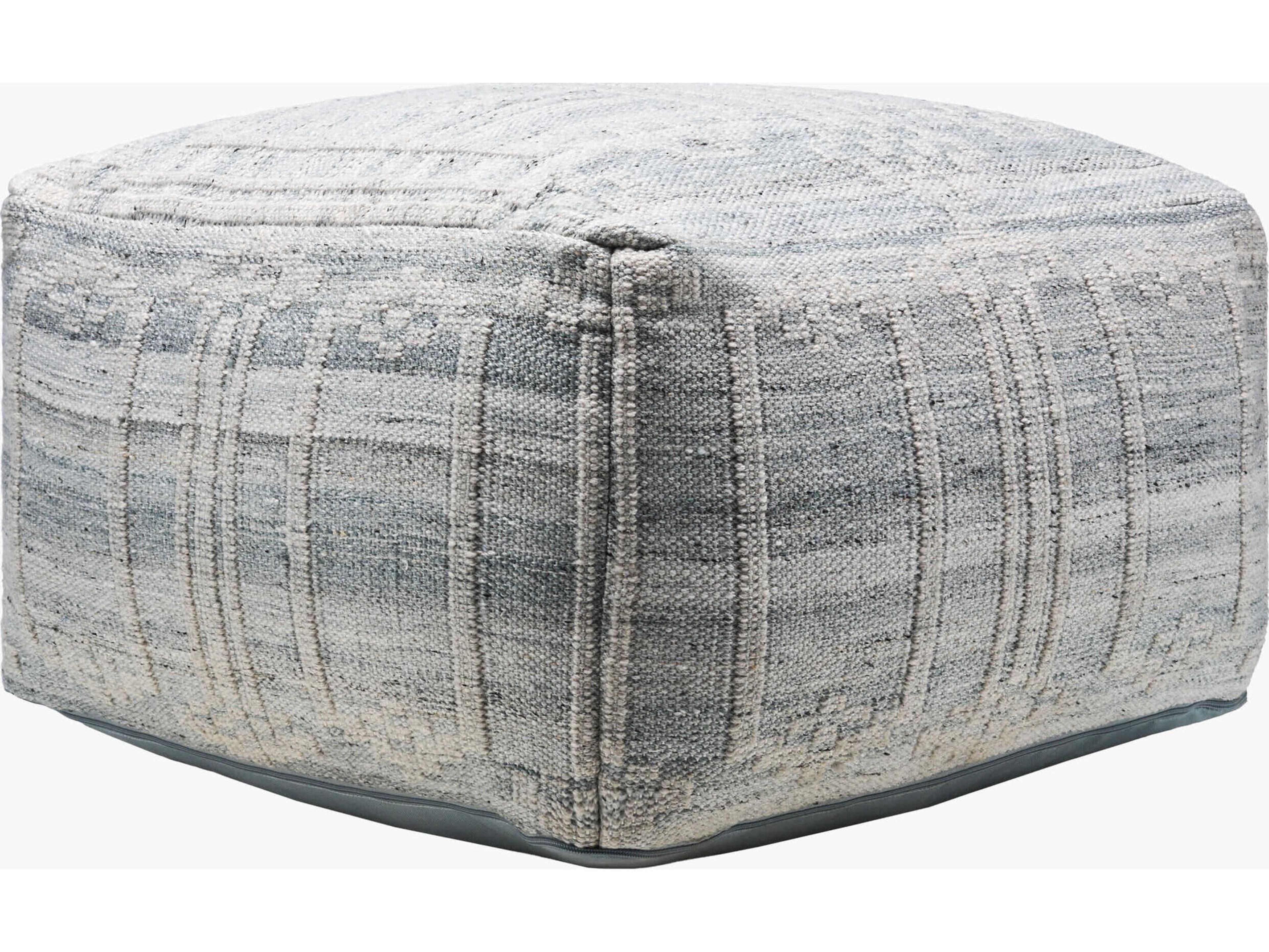 Kenneth Light Blue Fabric Cushion Pouf