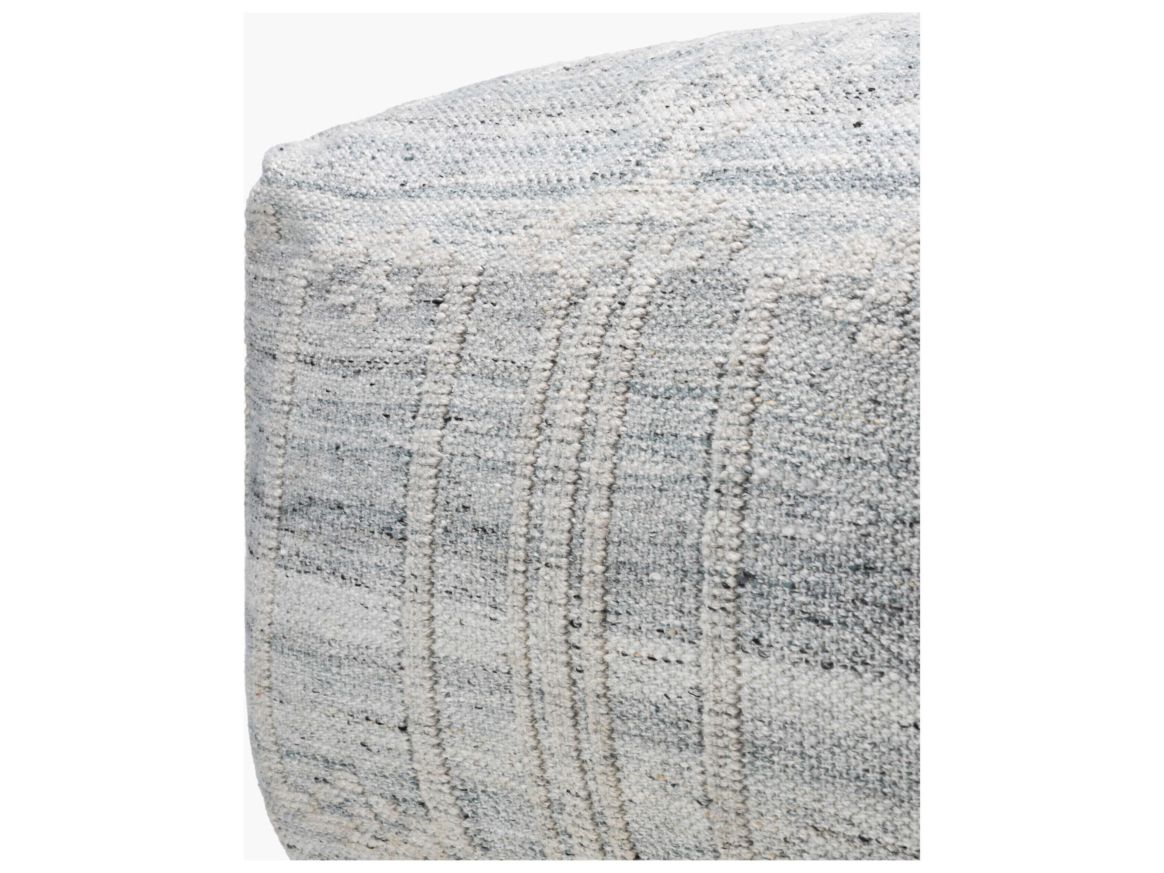 Surya Outdoor Kenneth Light Blue Fabric Cushion Pouf