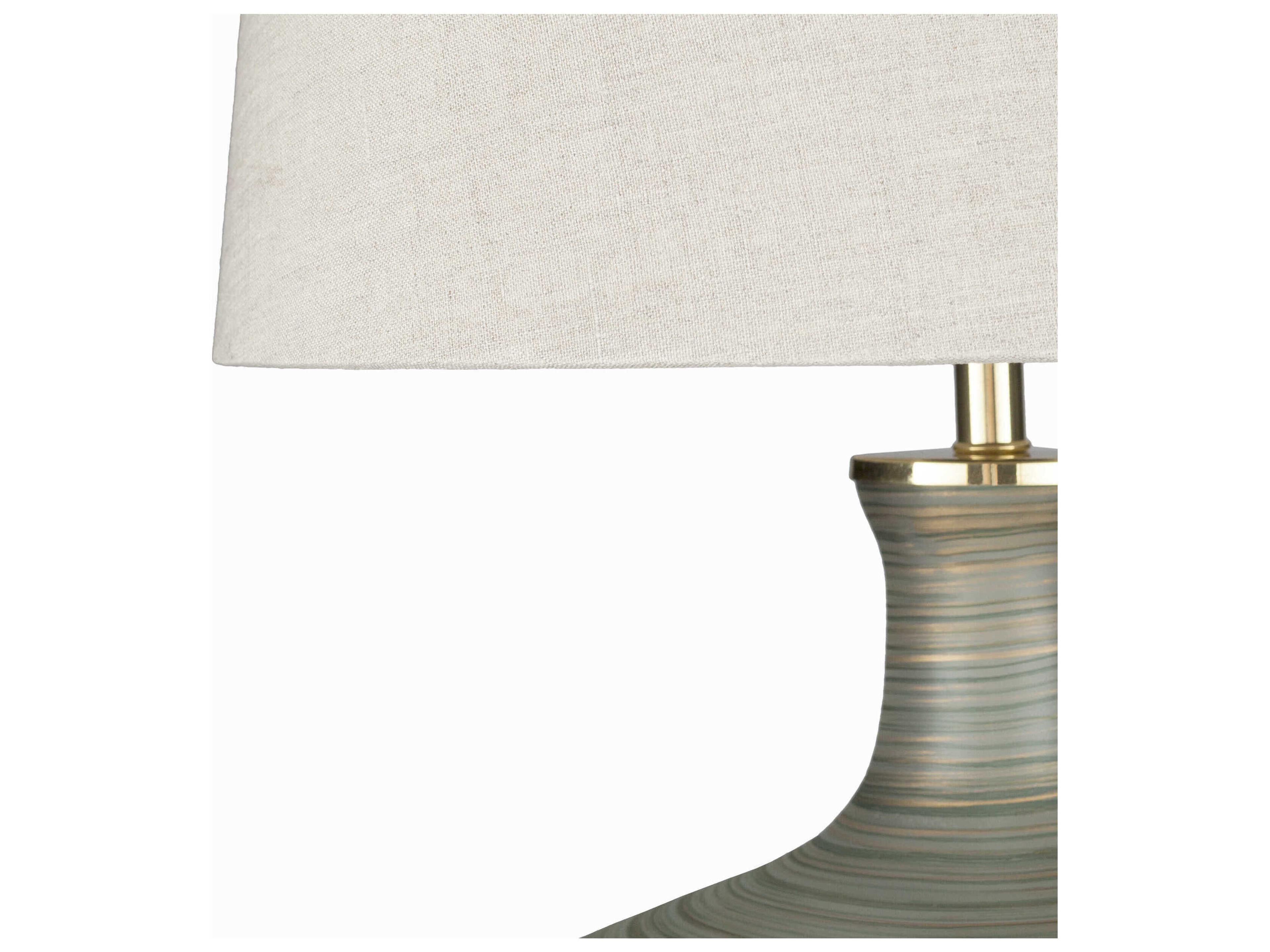 Surya Ollie Emerald Sage Ivory Linen Green Buffet Lamp
