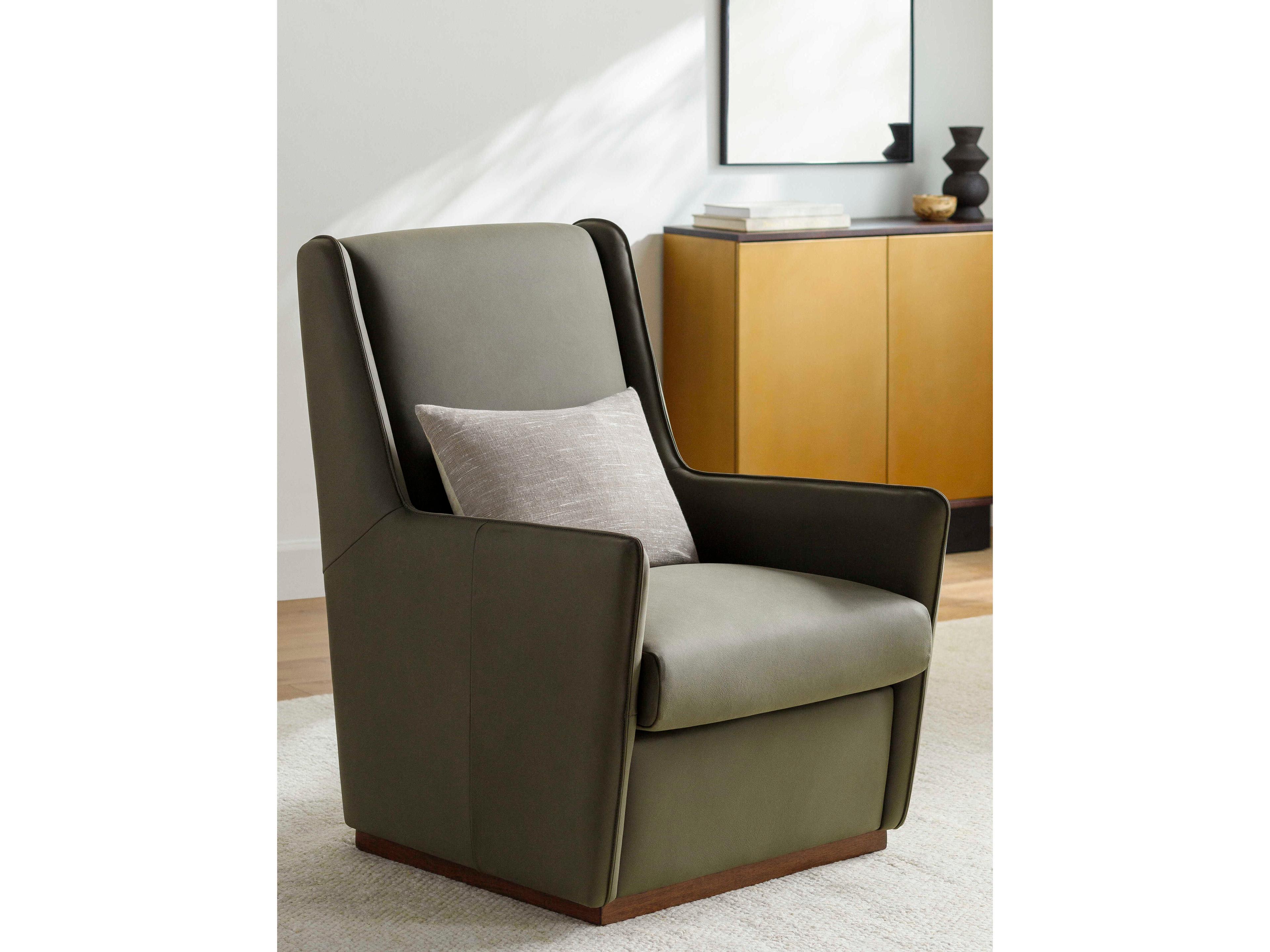 Surya Olivier Green Leather Accent Chair 