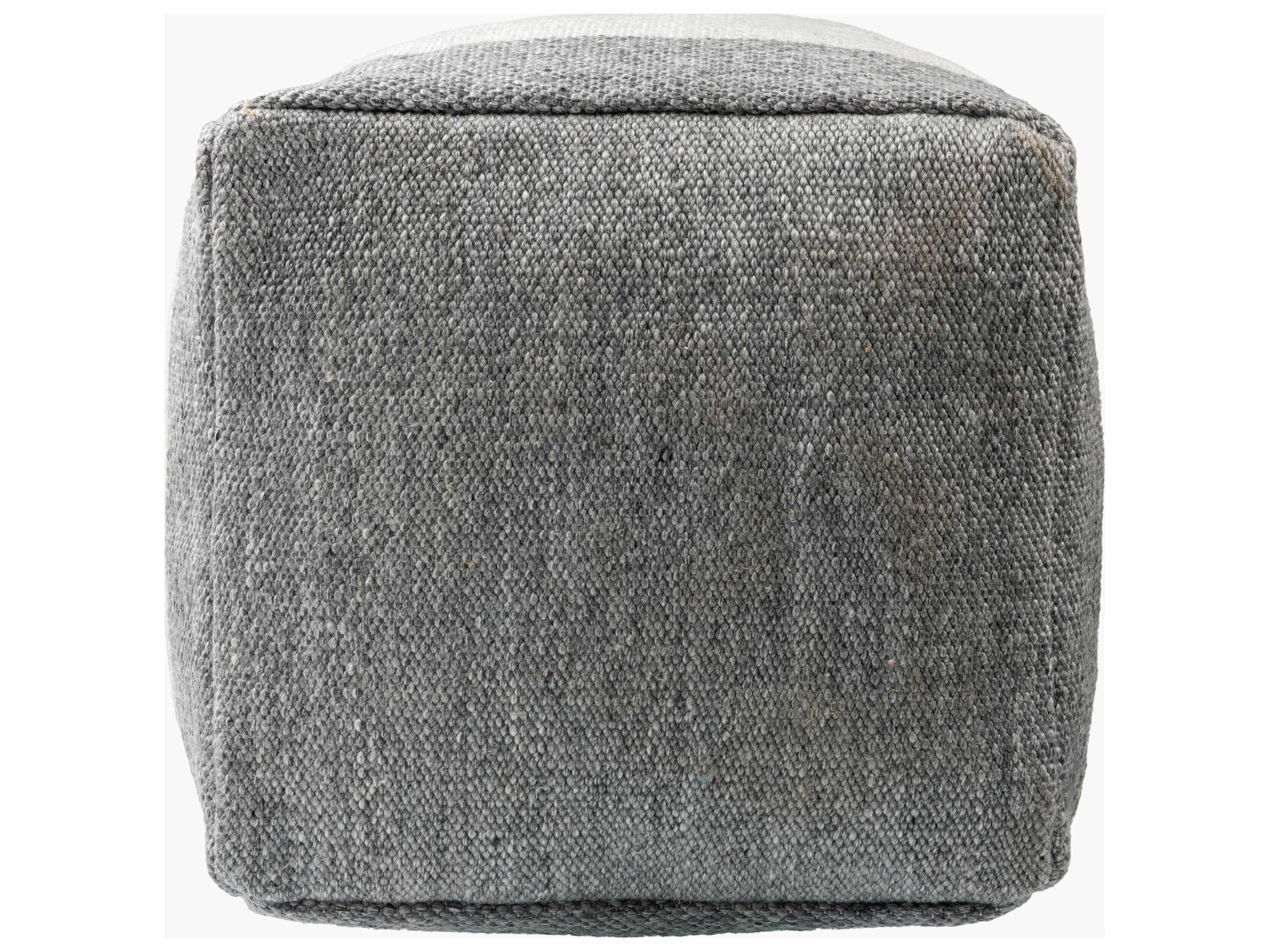 Surya Outdoor Latvia Dove Gray Fabric Cushion Pouf