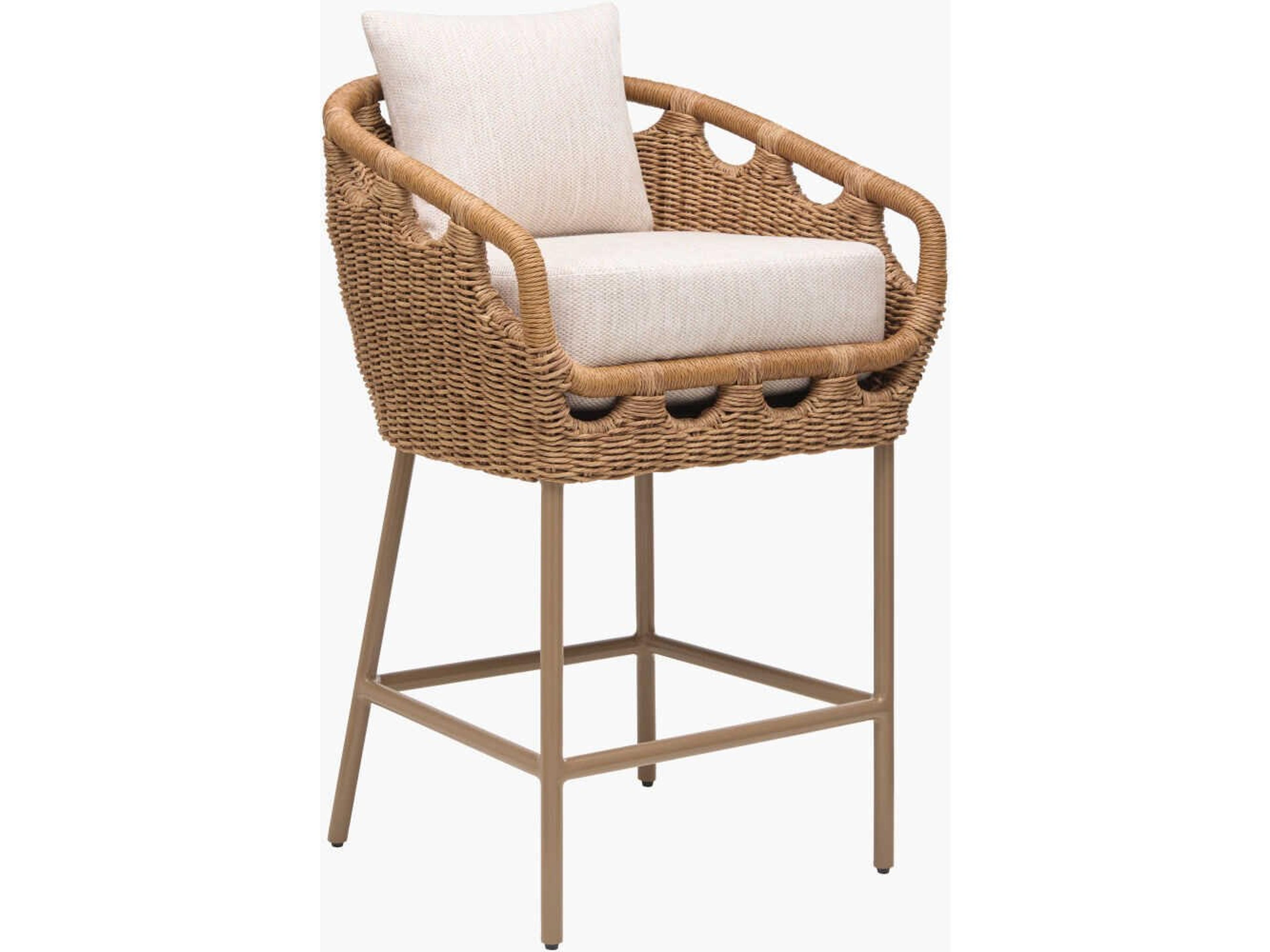 Surya Outdoor Marvella Powder Coated Dark Brown Aluminum Cushion Bar Stool