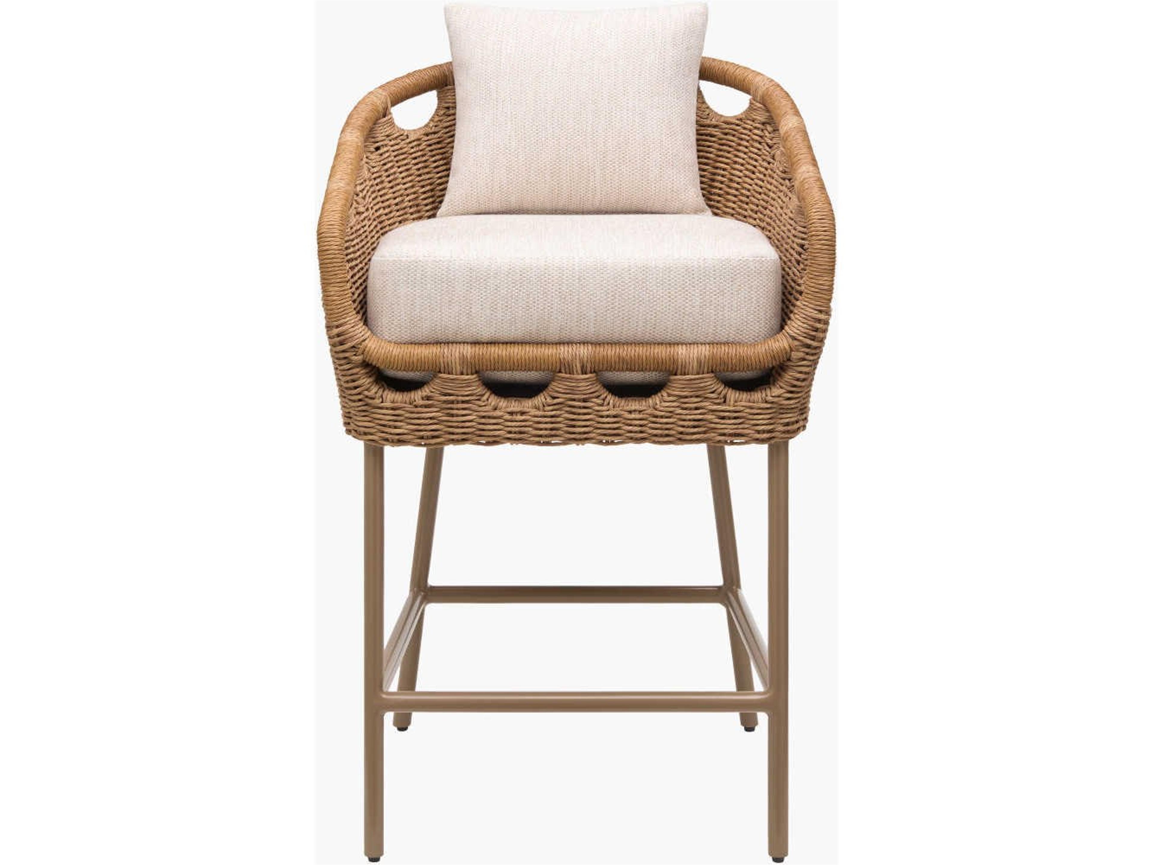 Surya Outdoor Marvella Powder Coated Dark Brown Aluminum Cushion Bar Stool