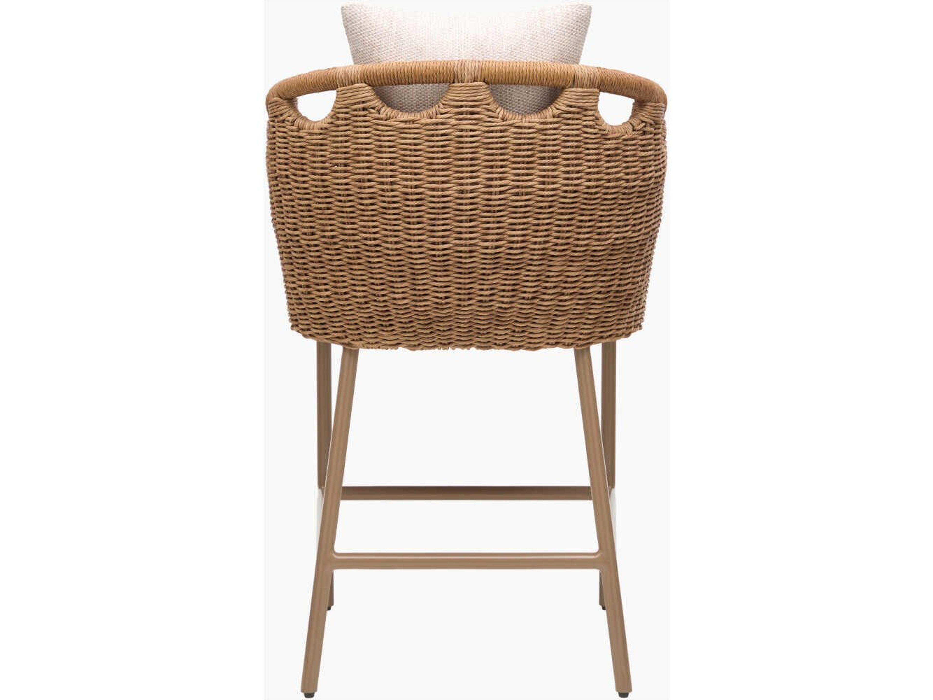 Surya Outdoor Marvella Powder Coated Dark Brown Aluminum Cushion Bar Stool