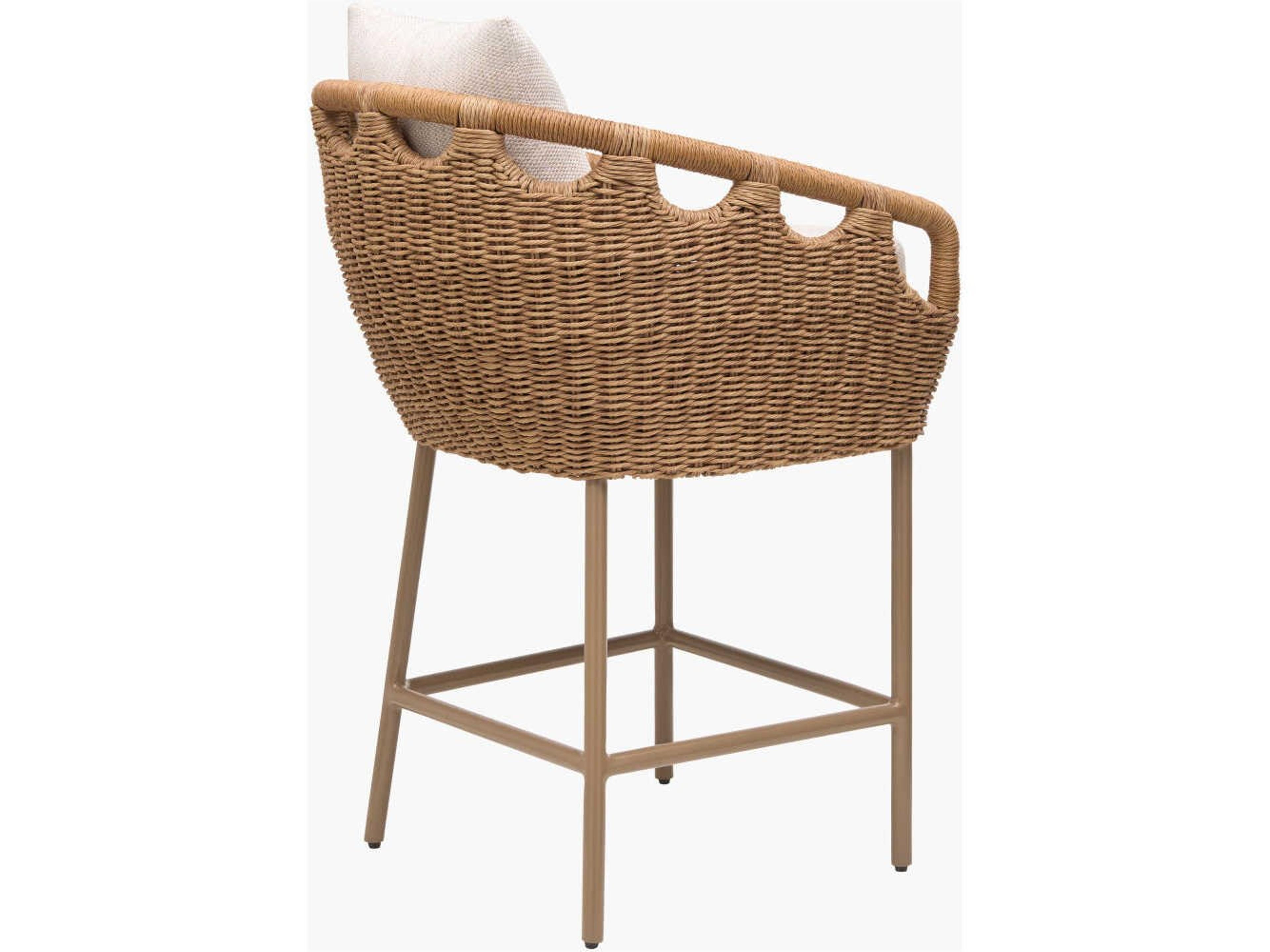 Surya Outdoor Marvella Powder Coated Dark Brown Aluminum Cushion Bar Stool