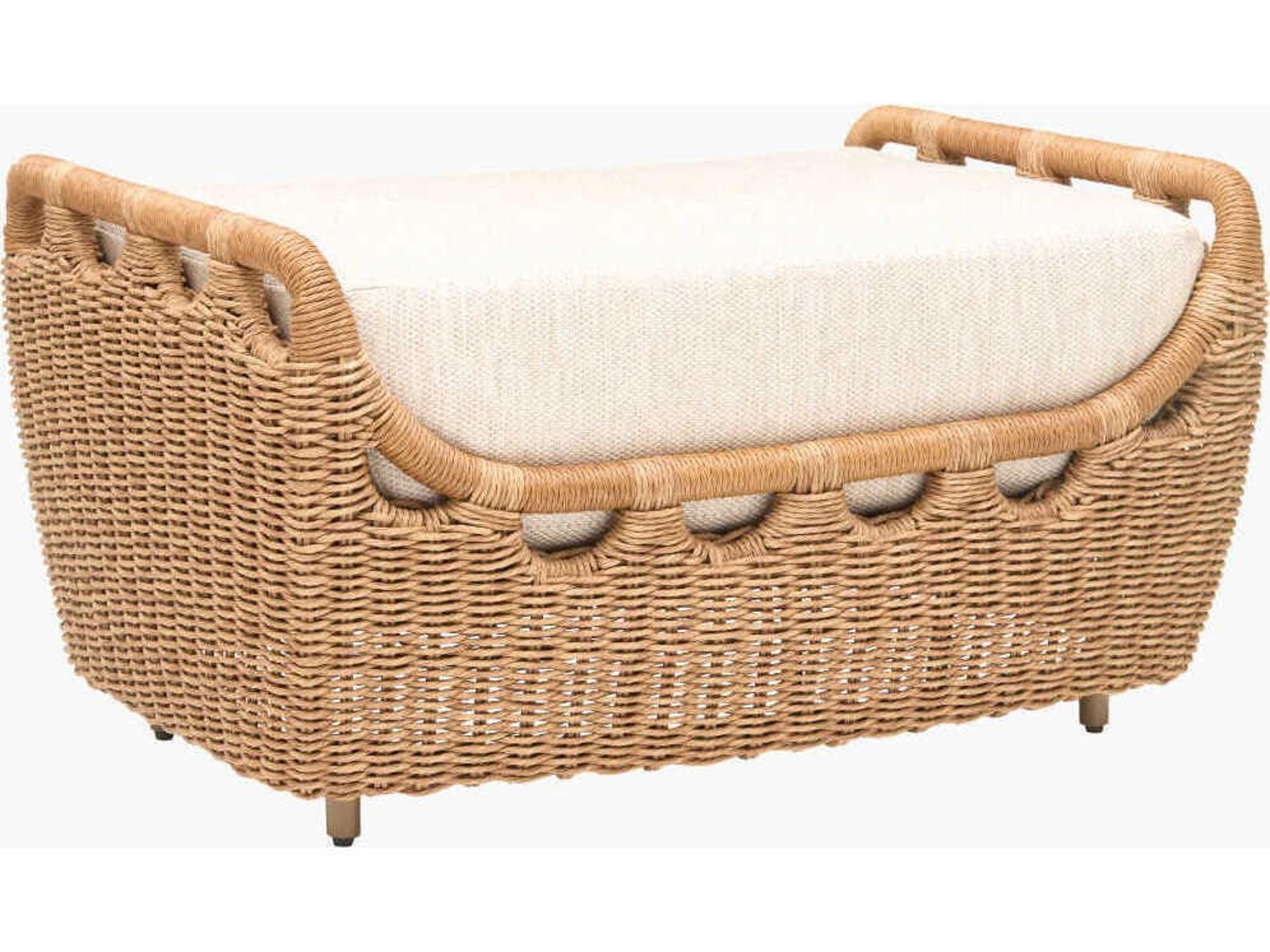 Surya Outdoor Marvella Powder Coated Dark Brown Aluminum Cushion Ottoman