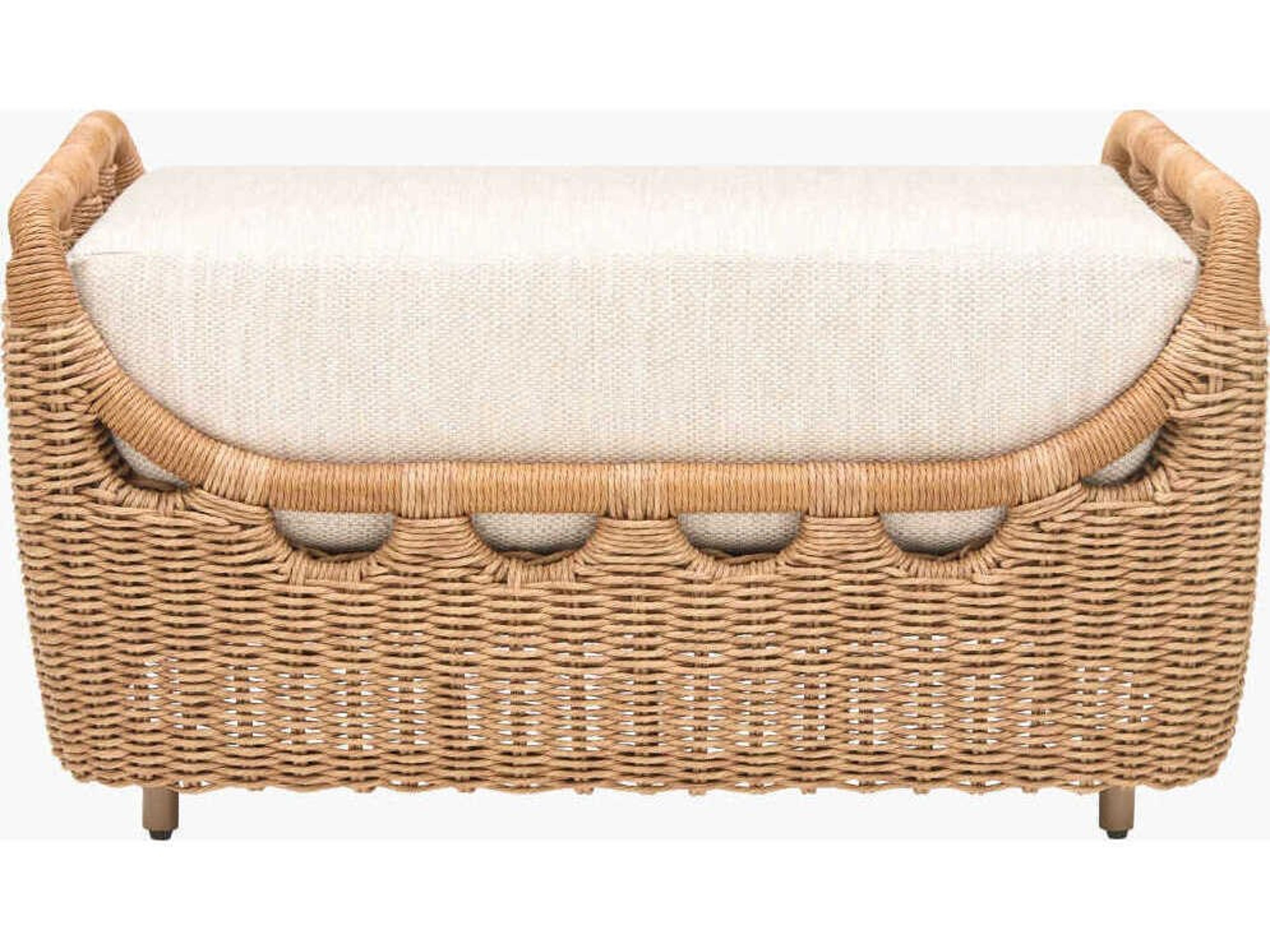 Surya Outdoor Marvella Powder Coated Dark Brown Aluminum Cushion Ottoman