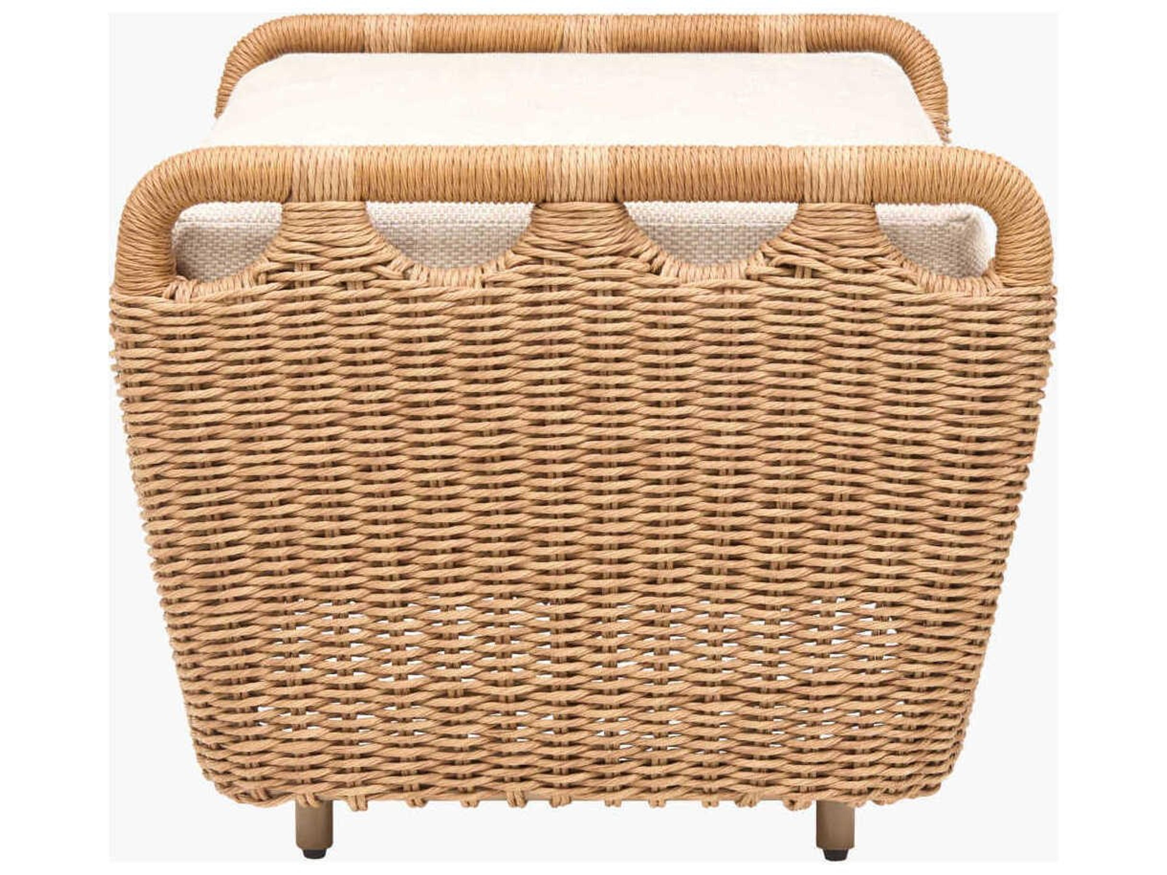 Surya Outdoor Marvella Powder Coated Dark Brown Aluminum Cushion Ottoman