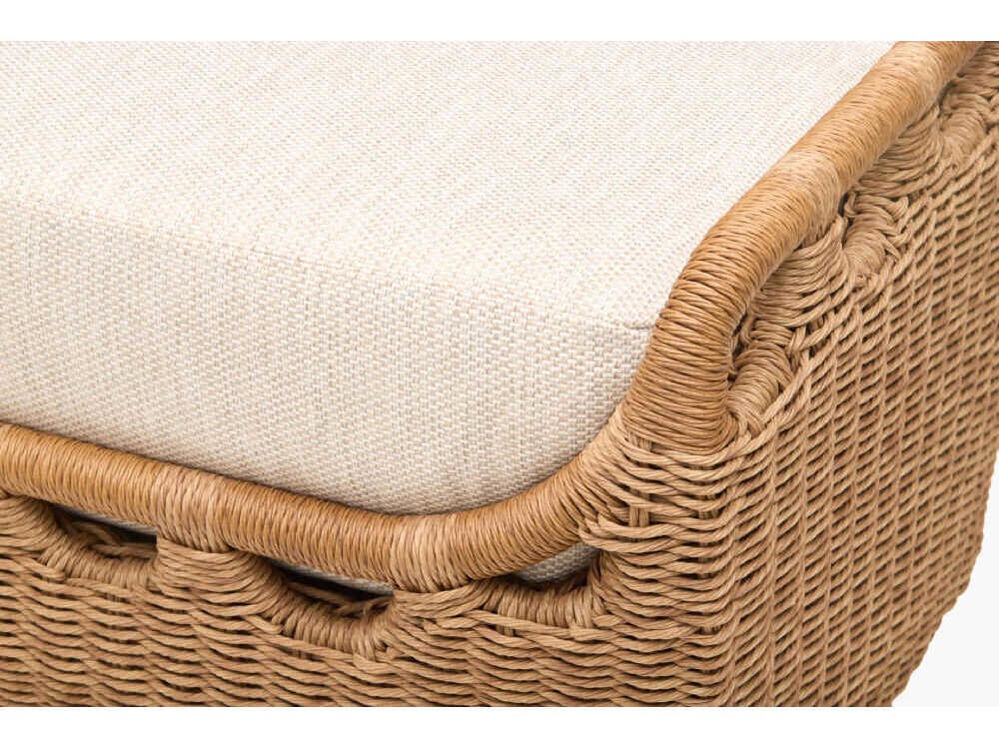 Surya Outdoor Marvella Powder Coated Dark Brown Aluminum Cushion Ottoman