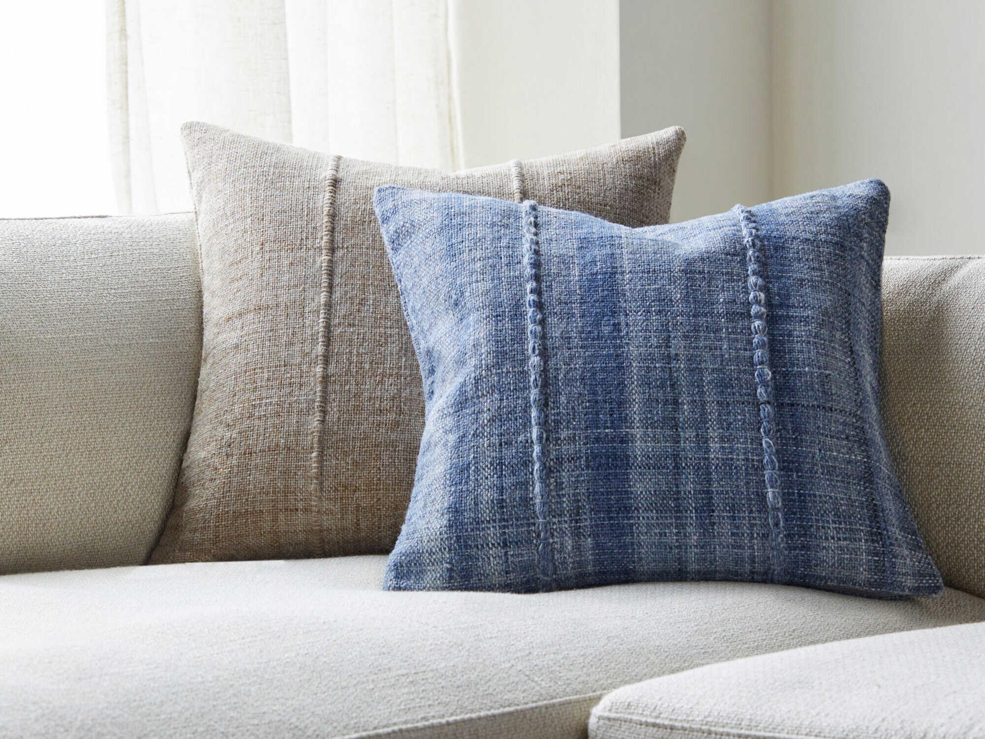 Surya Outdoor Mudcloth Denim Blue Pillow