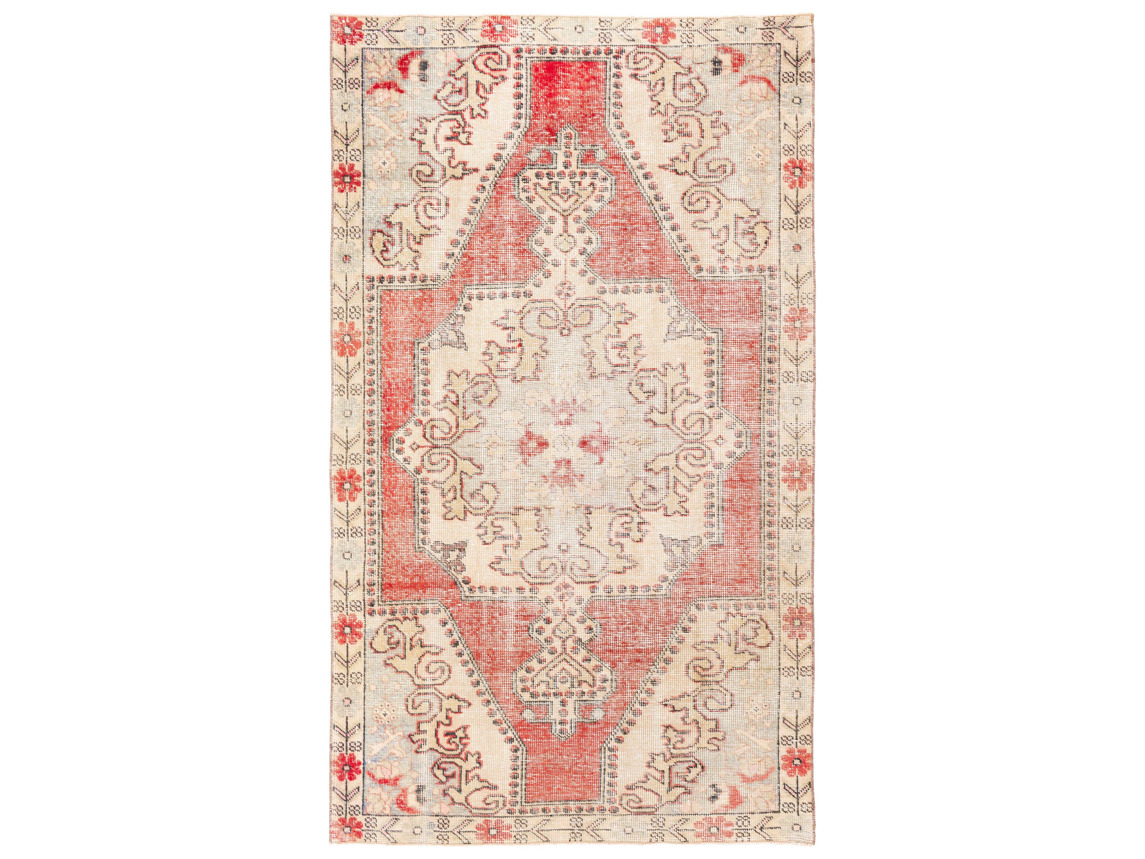 Antique One Of A Kind Bordered Area Rug