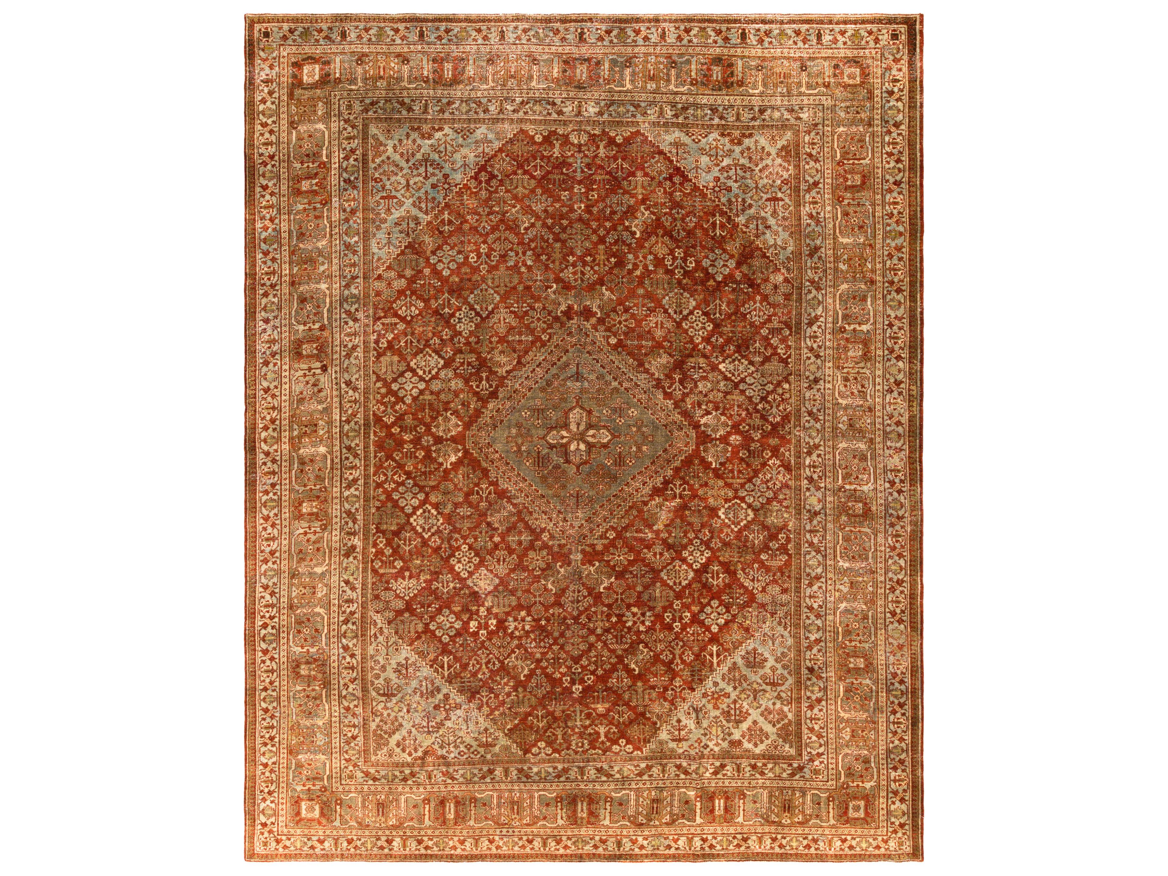 Antique One Of A Kind Bordered Area Rug