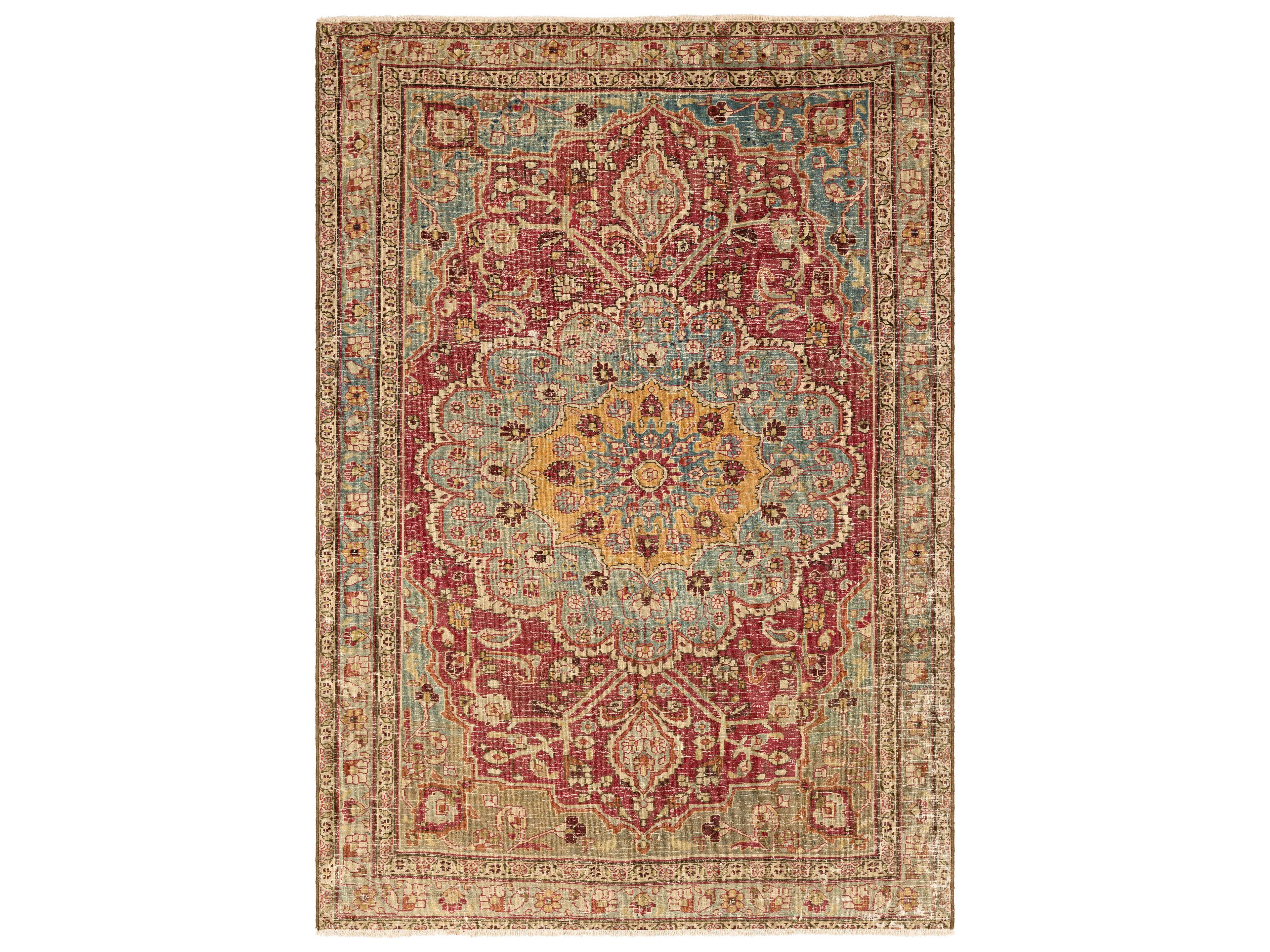 Antique One Of A Kind Bordered Area Rug