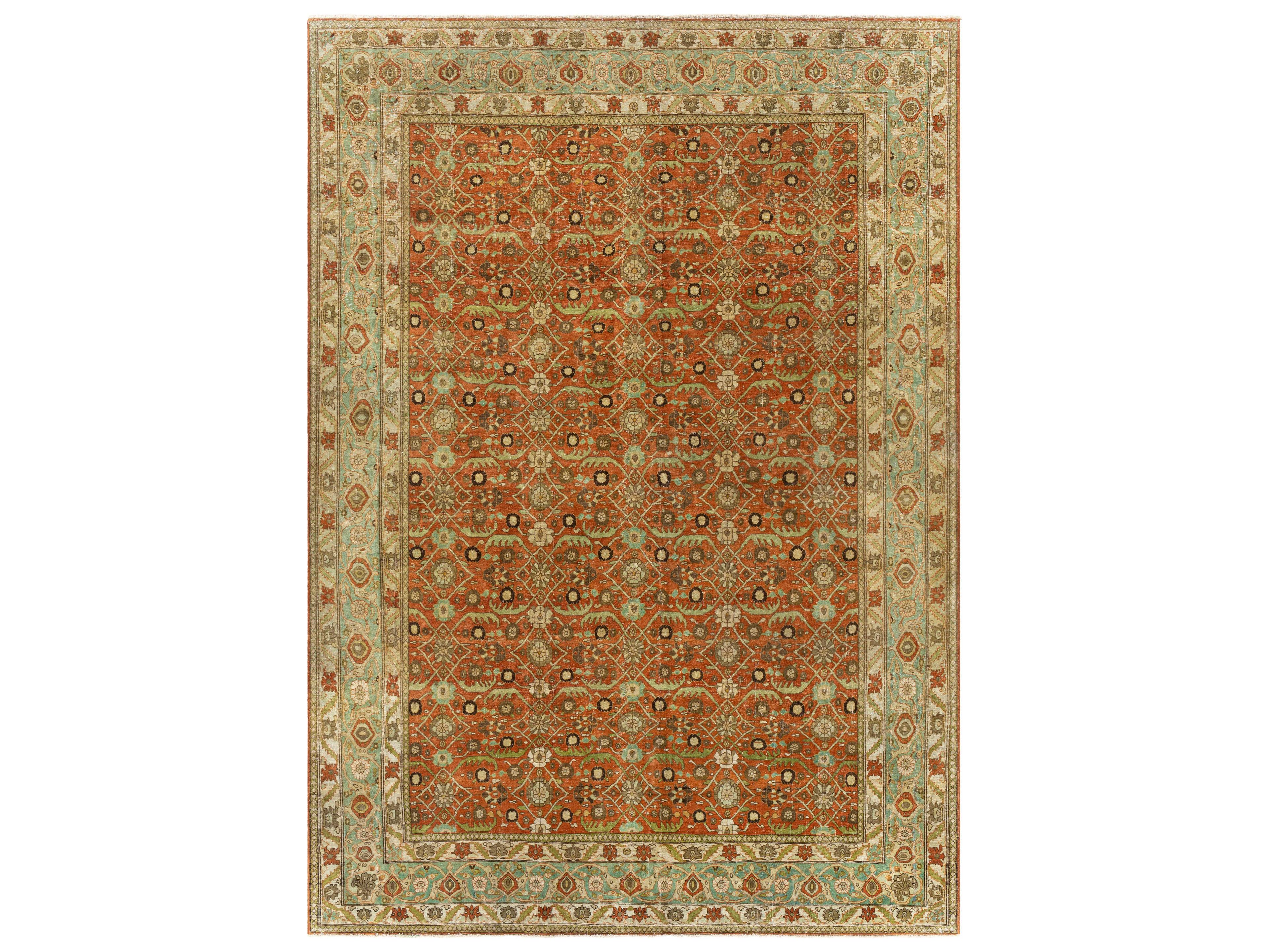 Antique One Of A Kind Bordered Area Rug