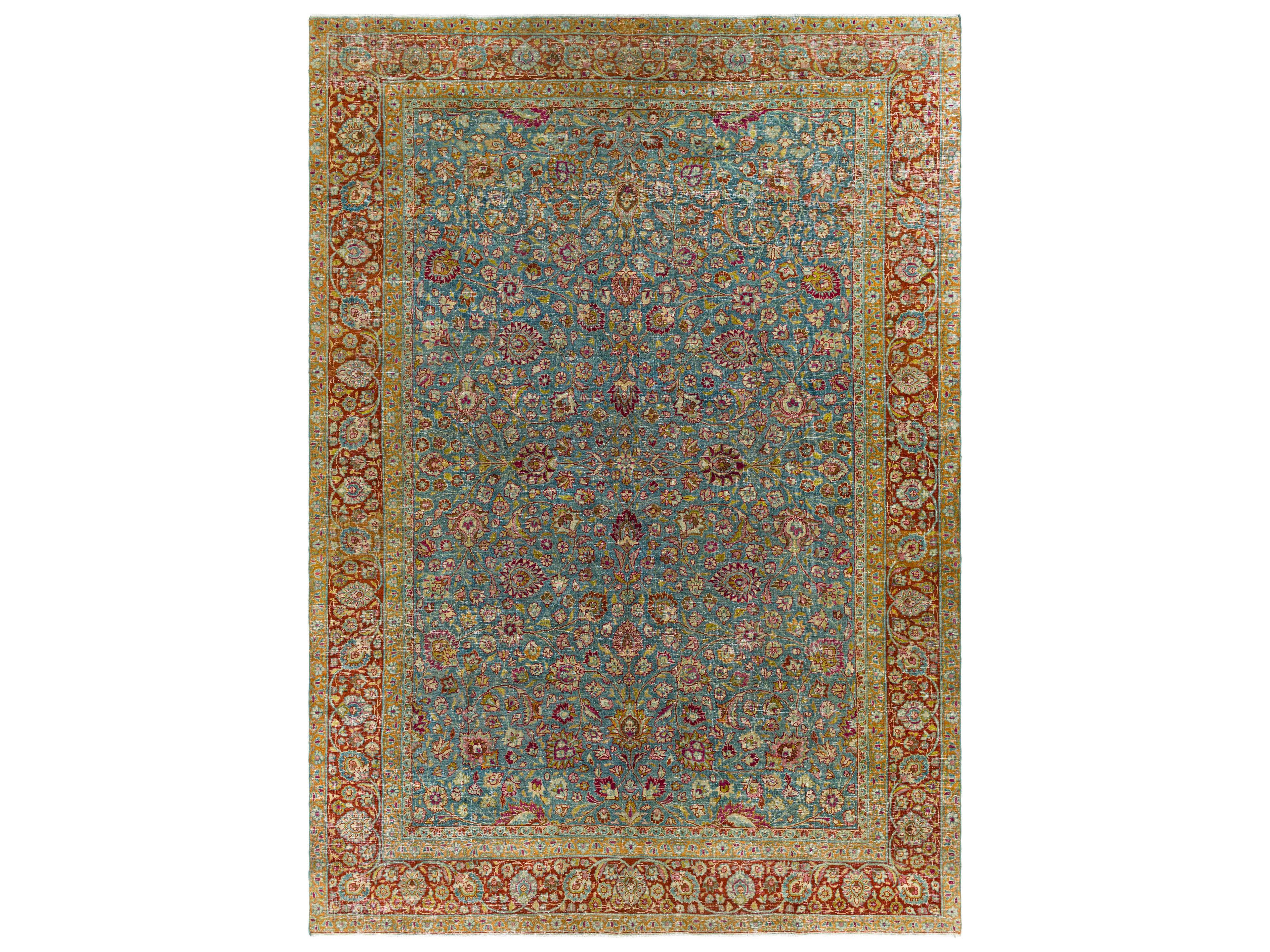 Antique One Of A Kind Bordered Area Rug