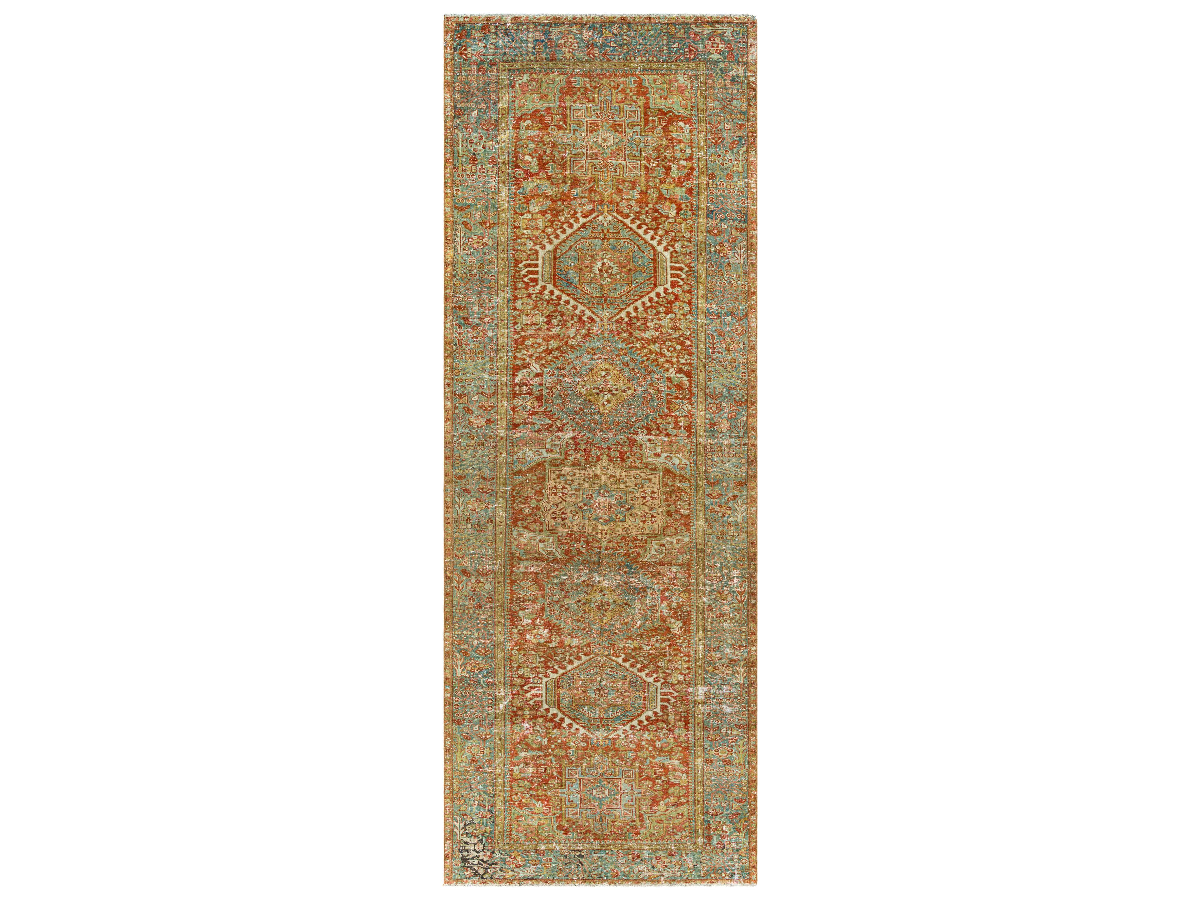 Antique One Of A Kind Bordered Runner Area Rug