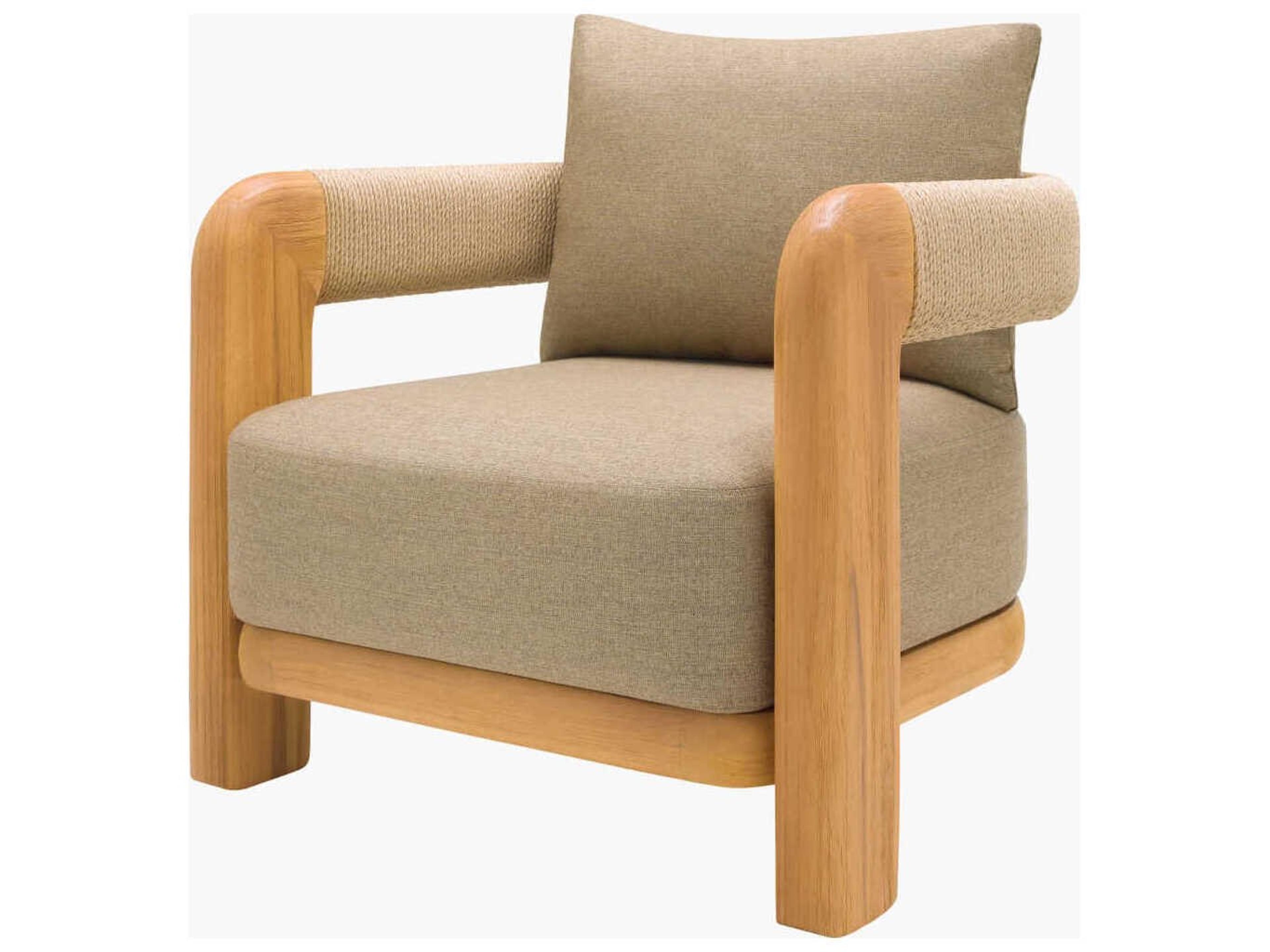 Palma Taupe Wood Cushion Lounge Chair