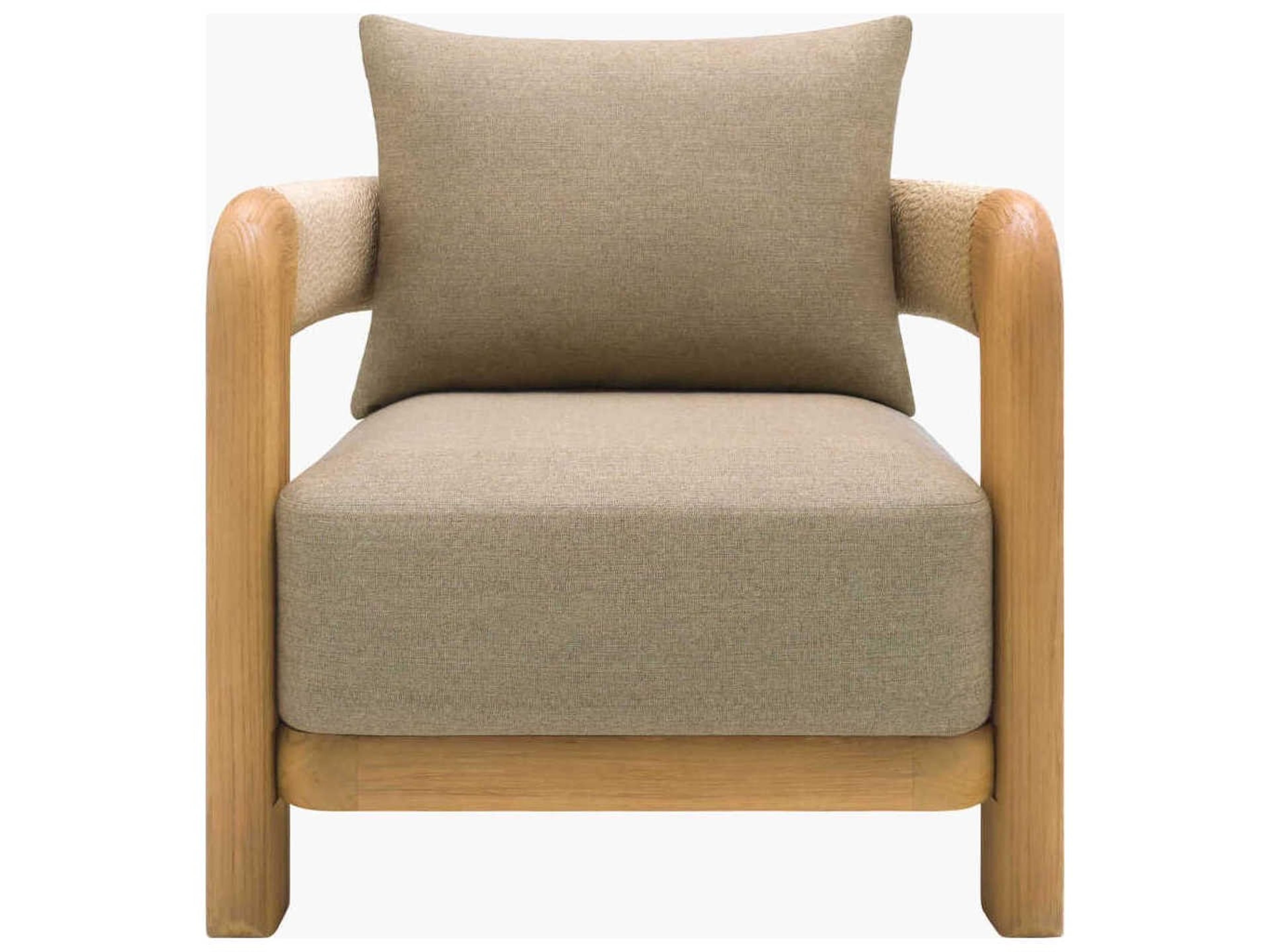 Surya Outdoor Palma Taupe Wood Cushion Lounge Chair