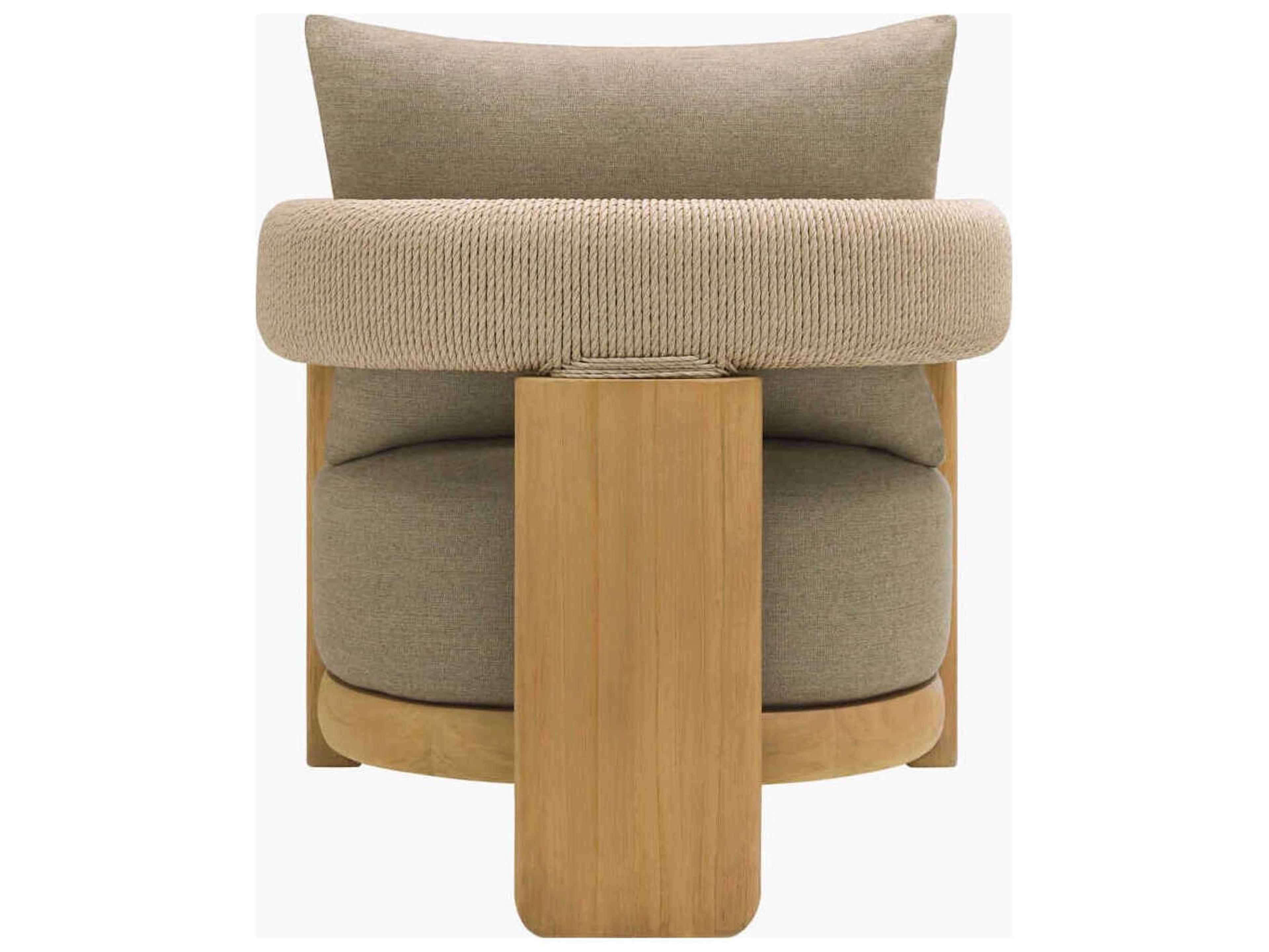 Surya Outdoor Palma Taupe Wood Cushion Lounge Chair