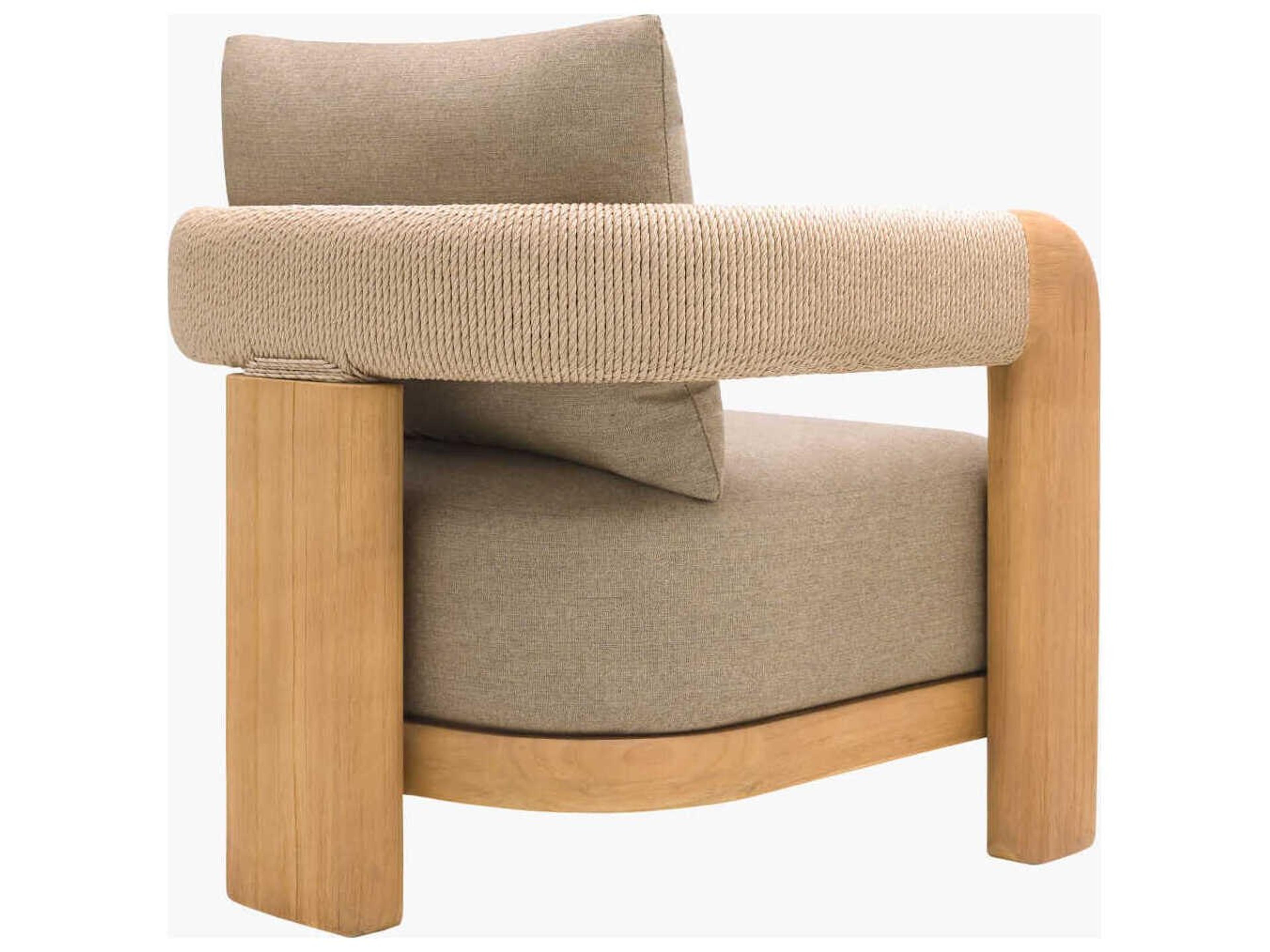 Surya Outdoor Palma Taupe Wood Cushion Lounge Chair