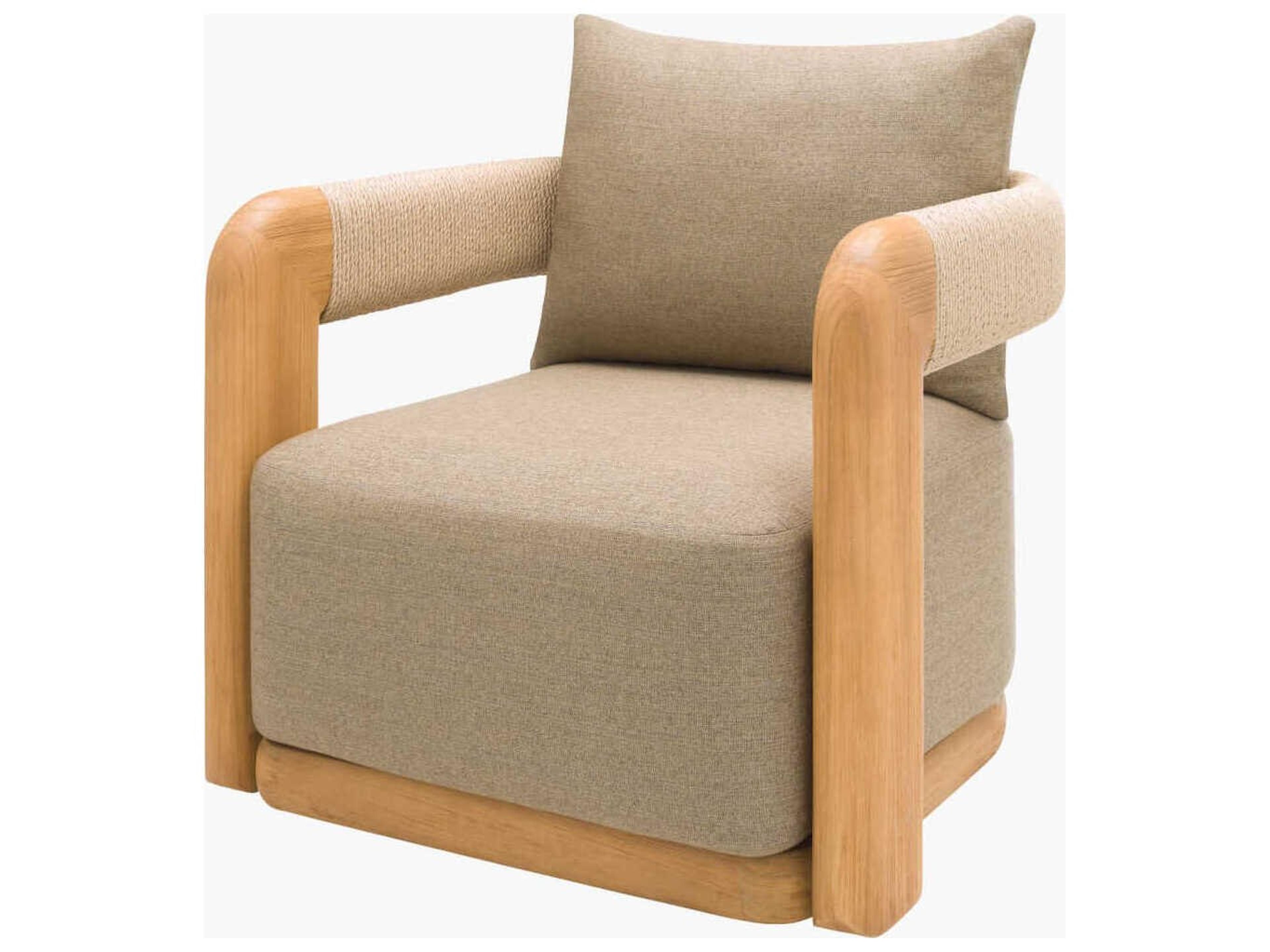 Palma Taupe Wood Cushion Lounge Chair