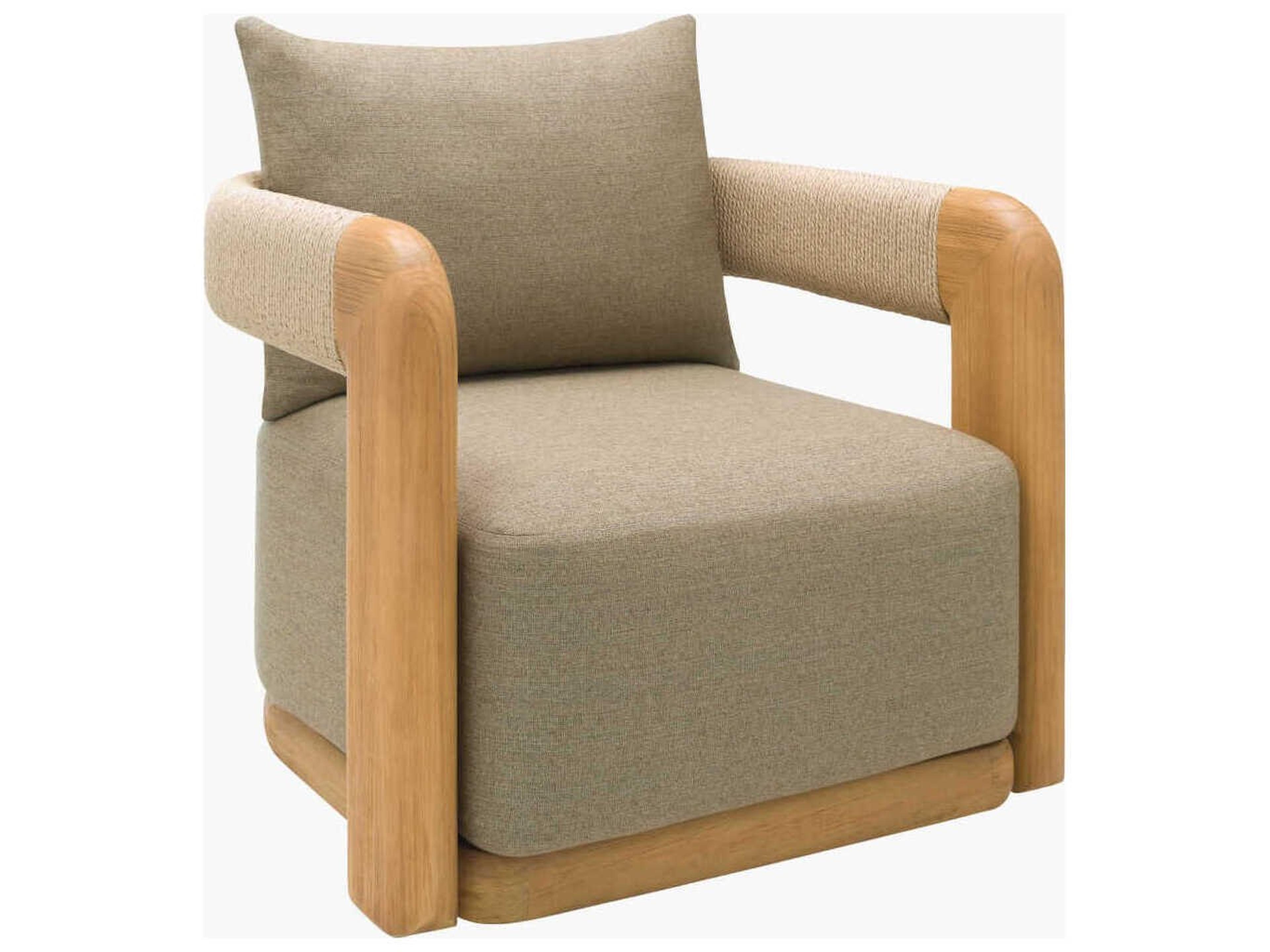 Surya Outdoor Palma Taupe Wood Cushion Lounge Chair