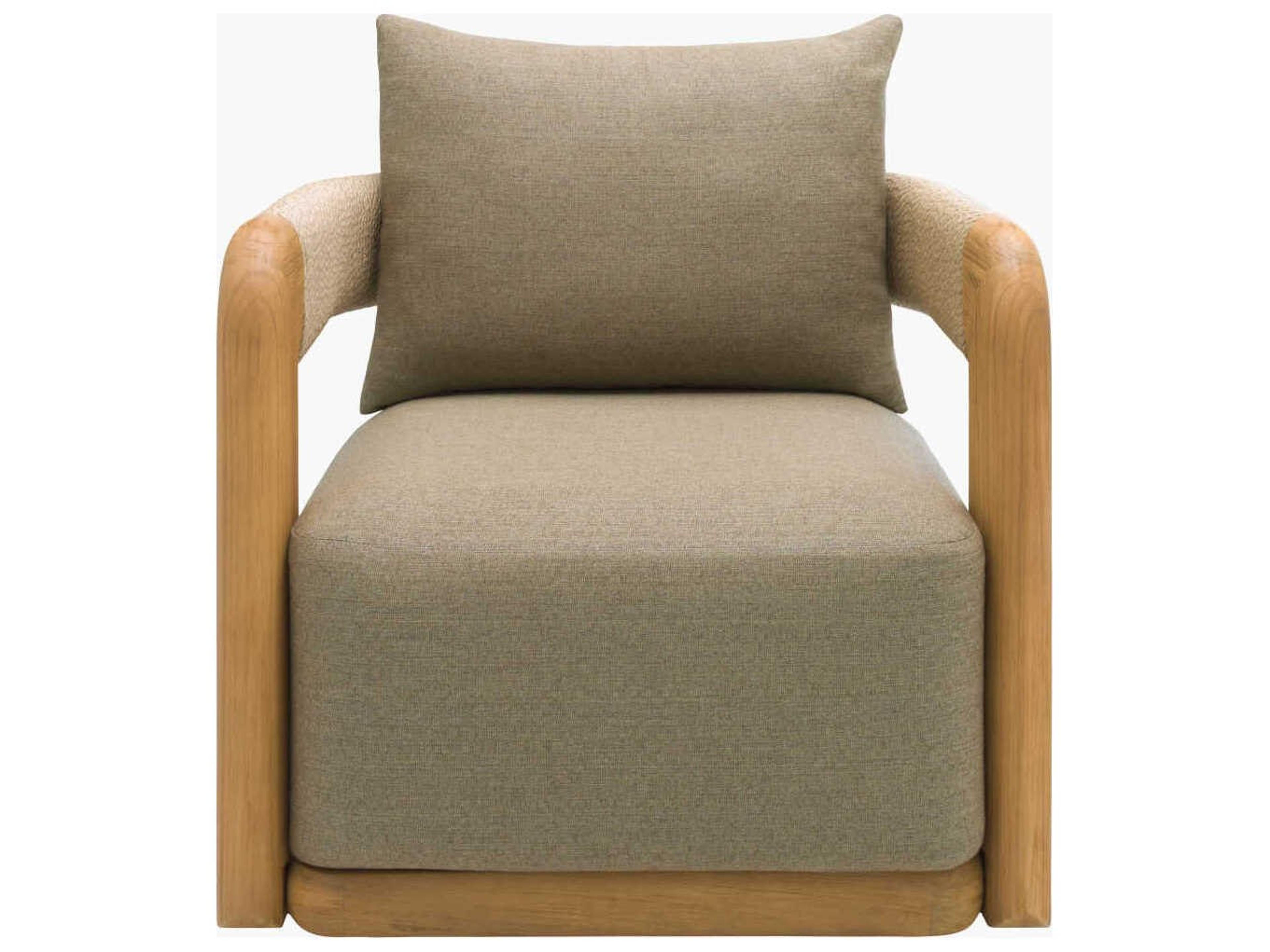 Surya Outdoor Palma Taupe Wood Cushion Lounge Chair