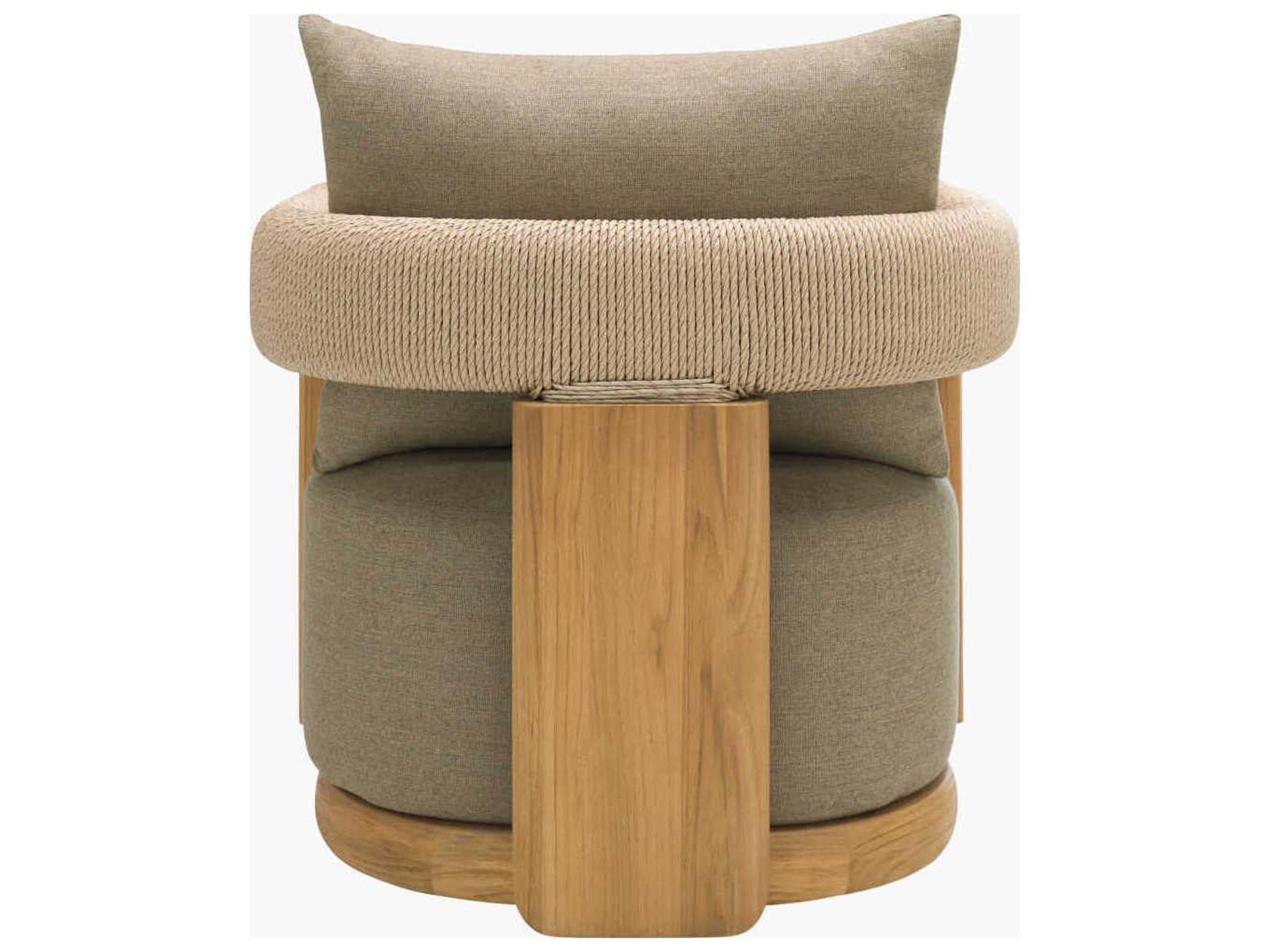 Surya Outdoor Palma Taupe Wood Cushion Lounge Chair