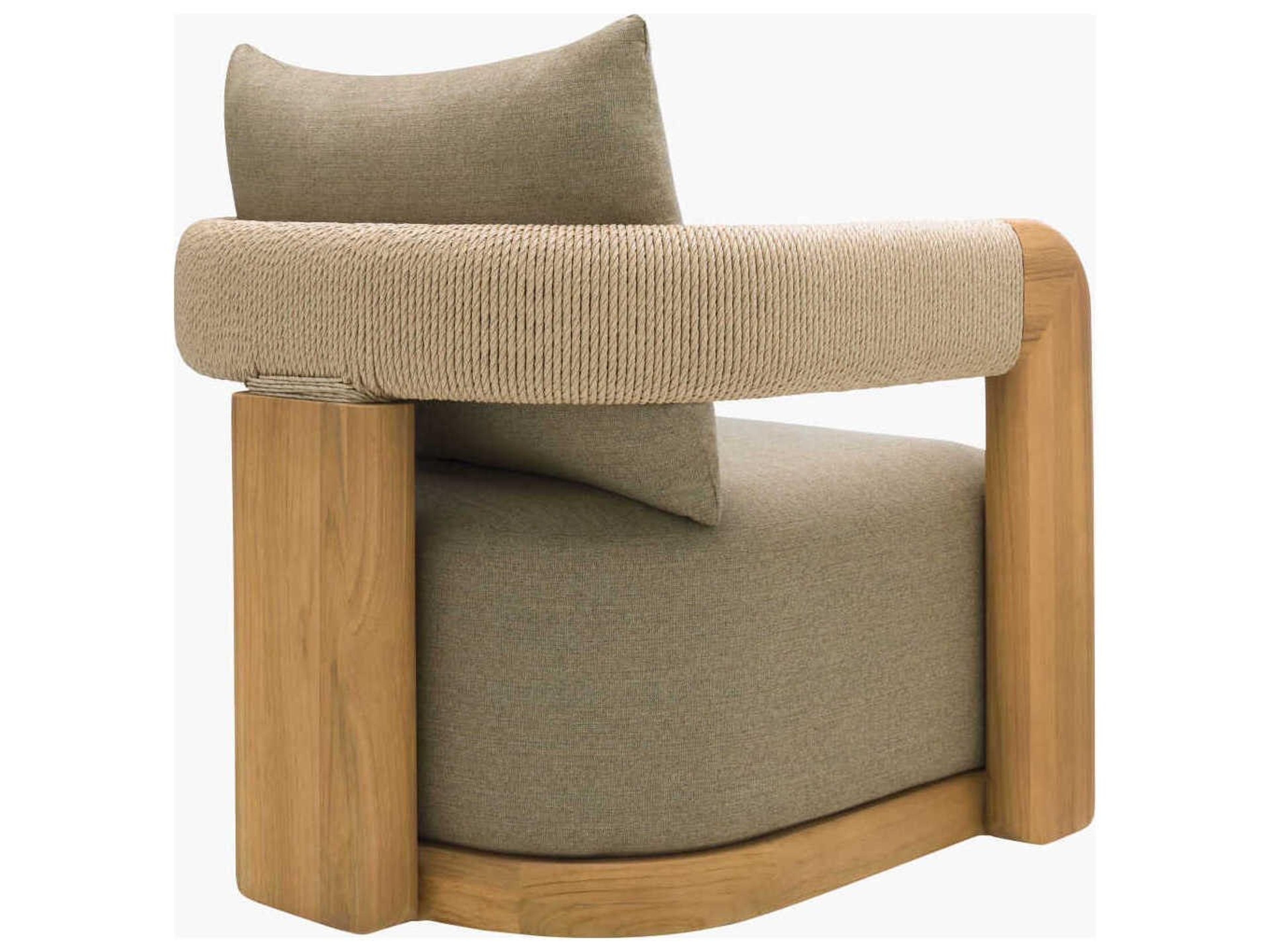 Surya Outdoor Palma Taupe Wood Cushion Lounge Chair